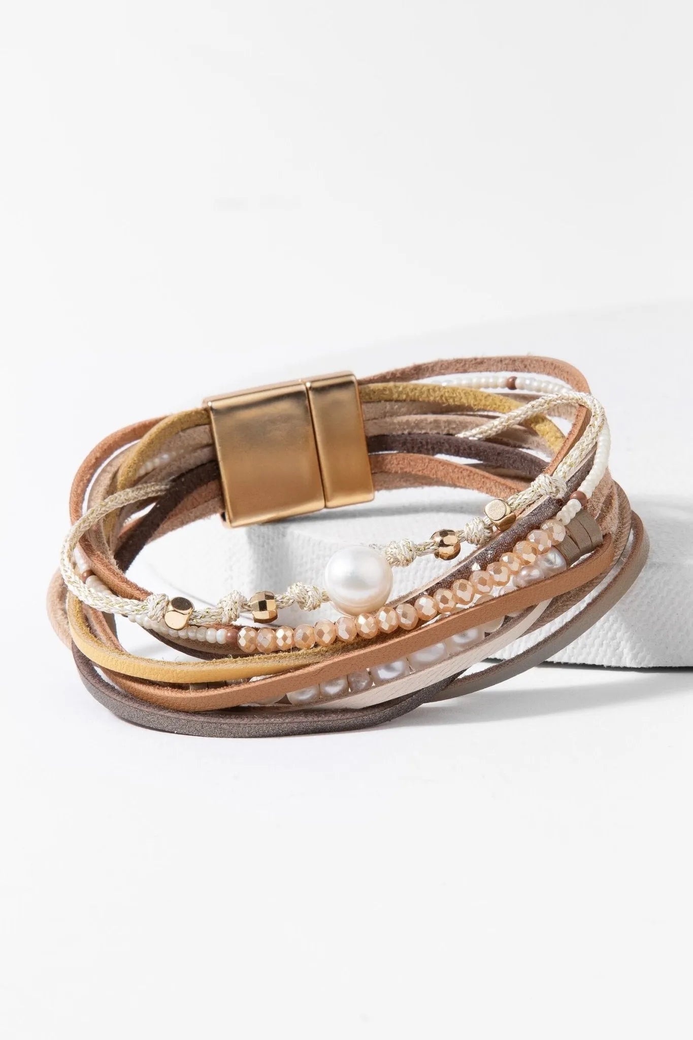 Elegant Leather Pearl Beaded Multi-Strand Bracelet for Women - Perfect for Weddings, Parties & Everyday Fashion Accessories