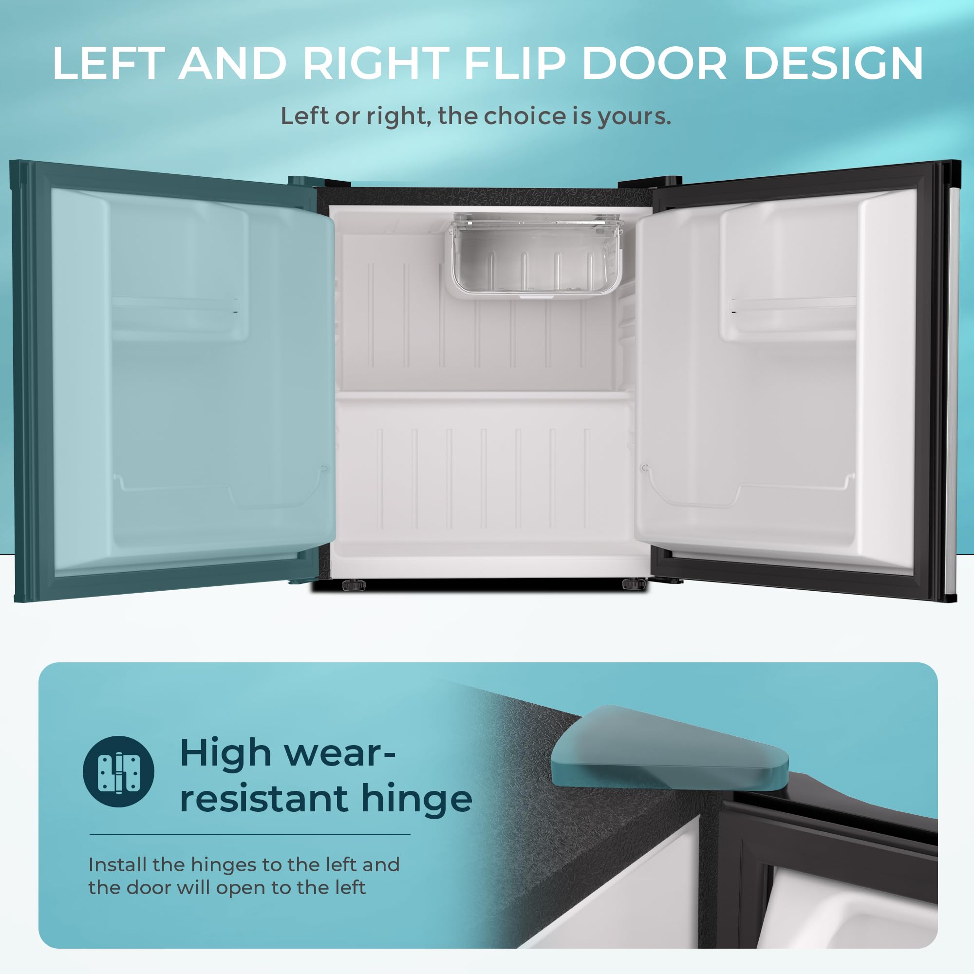 EUHOMY 1.7 Cu.Ft Compact Mini Fridge with Freezer - Energy Efficient, Adjustable Thermostat, Reversible Door - Perfect for Bedroom, Office, Dorm, RV, or Small Apartment (Silver) | Keep Drinks & Snacks Cold Anywhere