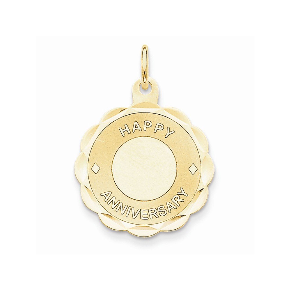 14K Gold Happy Anniversary Charm Pendant - Elegant Jewelry Gift for Wife, Husband, Couples - Perfect for Wedding, Engagement & Romantic Occasions