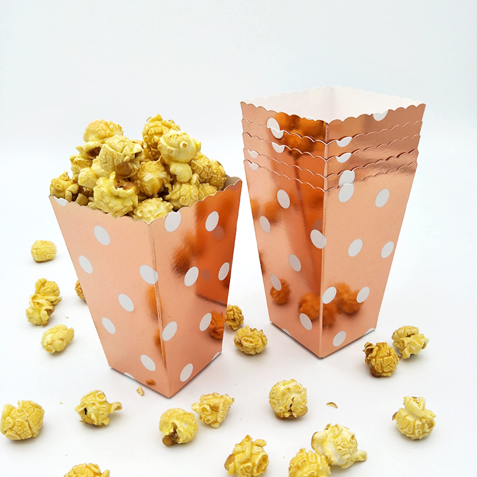 12 Pcs Popcorn Boxes - Wedding, Birthday, Christmas Party Favor Gift Boxes for Candy, Biscuits, Chocolate & Popcorn Buffet - Perfect for Movie Nights, Baby Showers & Carnival Events