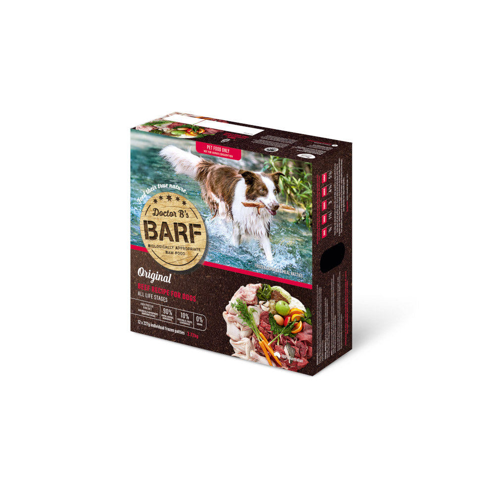 BARF All Life Stages Frozen Raw Beef Dog Food - Grain-Free, High Protein for Puppies, Adults & Seniors - Perfect for Raw Feeding & Sensitive Stomachs - Use for Meals, Training Treats & Digestive Health Support