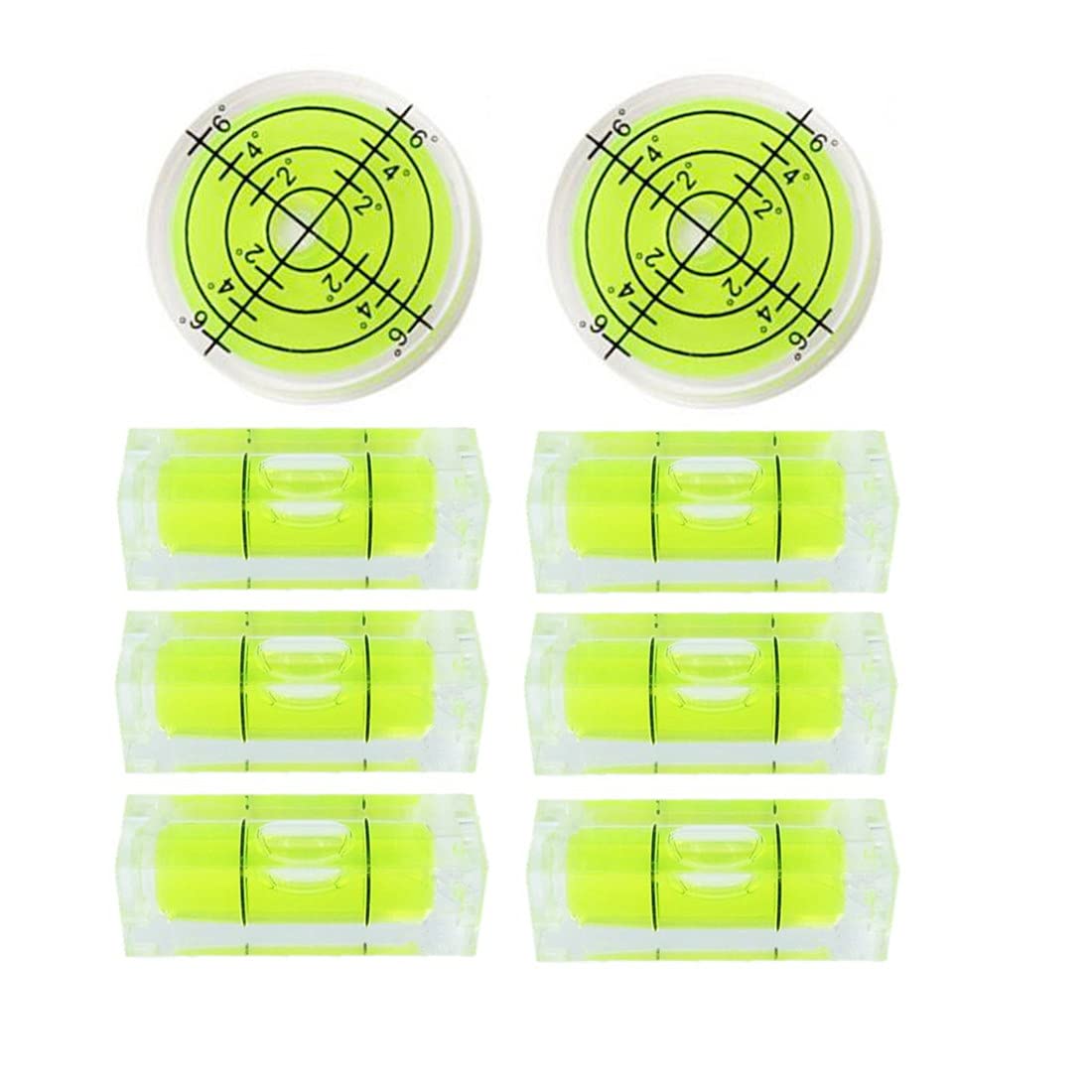 8Pcs Mini Bubble Spirit Level Set - Small Square Levels for Precise Measuring & Balancing (10x10x29mm & 32x7mm) - Perfect for Frames, Murals, Picture Hanging, Turntables, Tripods, Cameras & Phonographs - Home Improvement & DIY Projects