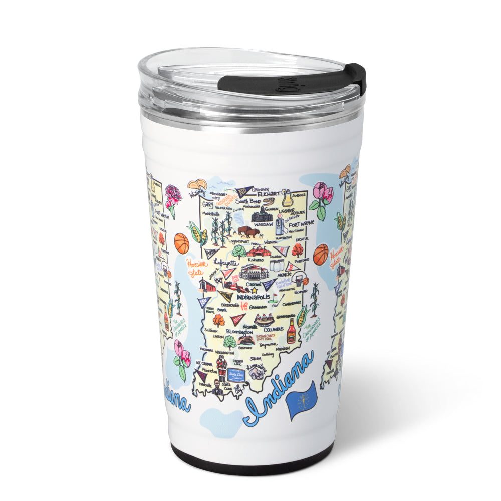 24oz Indiana Party Cups - Bulk Pack of 50 Disposable Plastic Cups for Parties, BBQs, Tailgates & Outdoor Events - Durable & Leak-Proof Drinking Cups for Beer, Soda & Cocktails