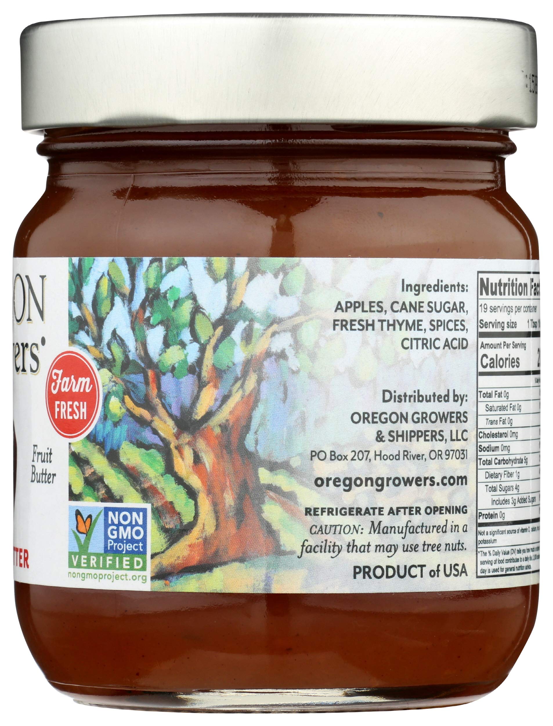 Oregon Growers Apple Butter Spread - 12 oz Jar | All-Natural, Gluten-Free Fruit Preserve for Toast, Pancakes & Baking | Perfect for Breakfast & Desserts