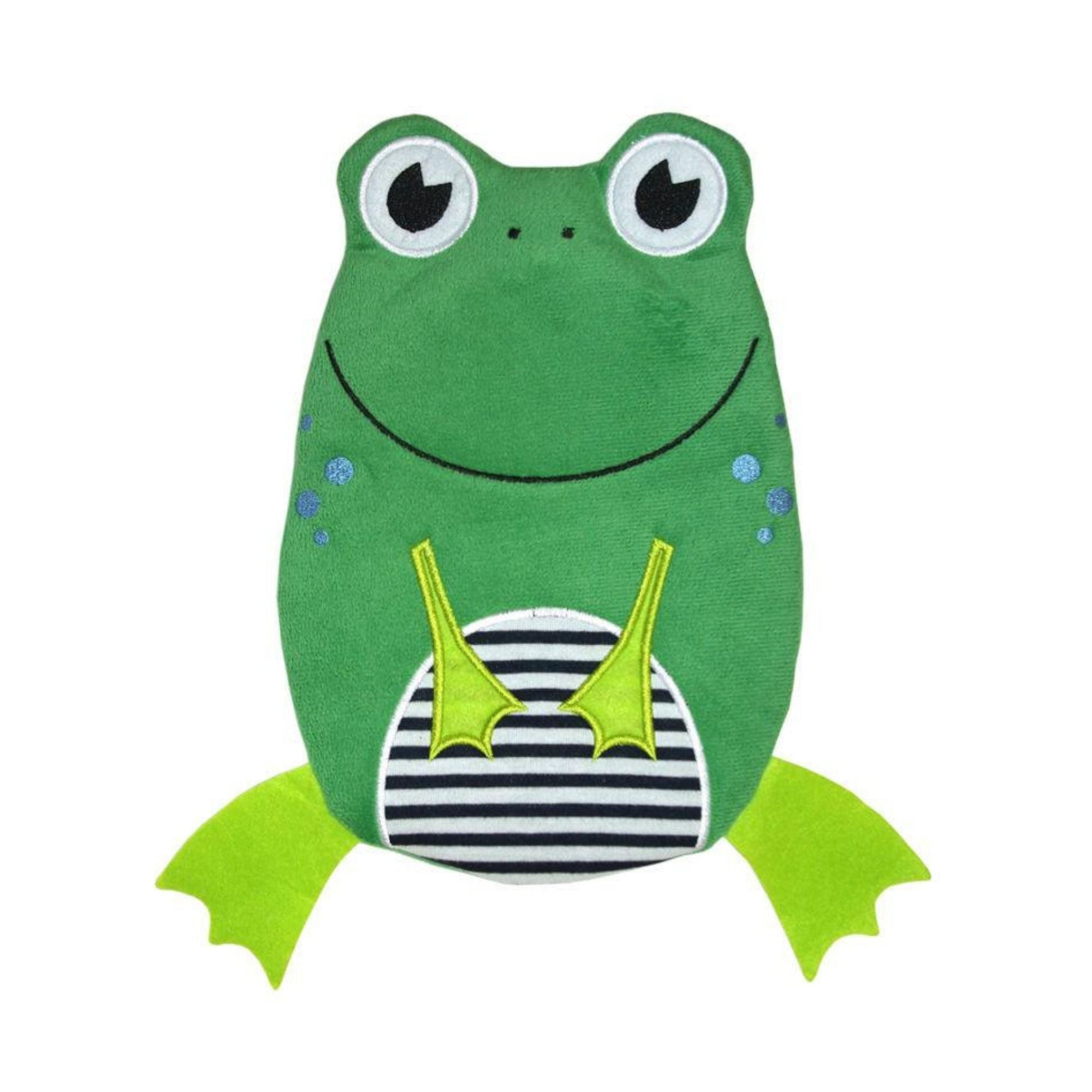 Eco-Friendly 0.8L Hot Water Bottle with Adorable Frog Cover - BPA Free, Rubberless Design for Pain Relief & Warmth - Perfect for Cold Nights, Period Cramps & Cozy Home Use
