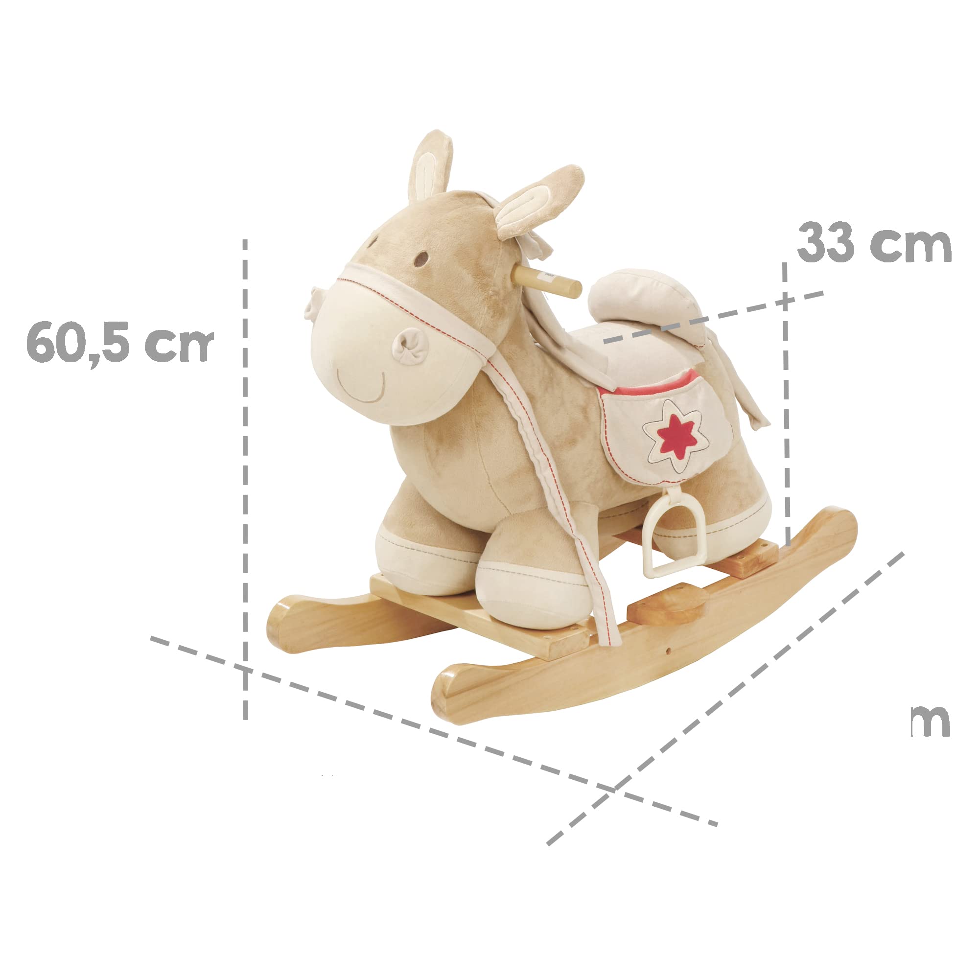 Wooden Rocking Horse with Soft Plush and Sturdy Handles - Balance Training Toy for Boys & Girls Ages 18 Months to 6 Years - Perfect for Nursery, Playroom & Indoor Playtime - Brown