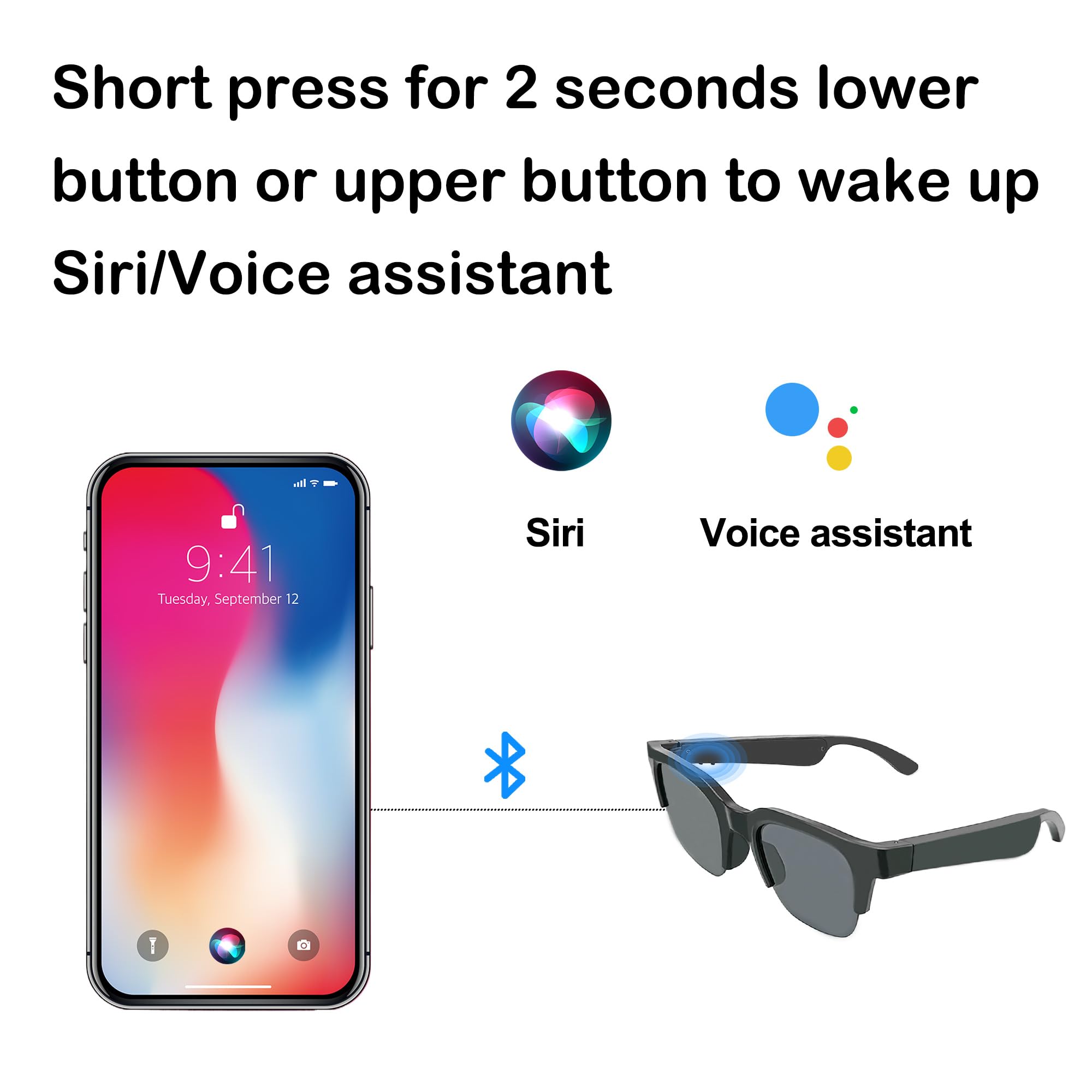 Smart Bluetooth Sunglasses for Men & Women - Polarized Audio Glasses with Open Ear Sound, Built-in Mic & Speakers, Voice Control - Perfect for Running, Cycling & Outdoor Activities