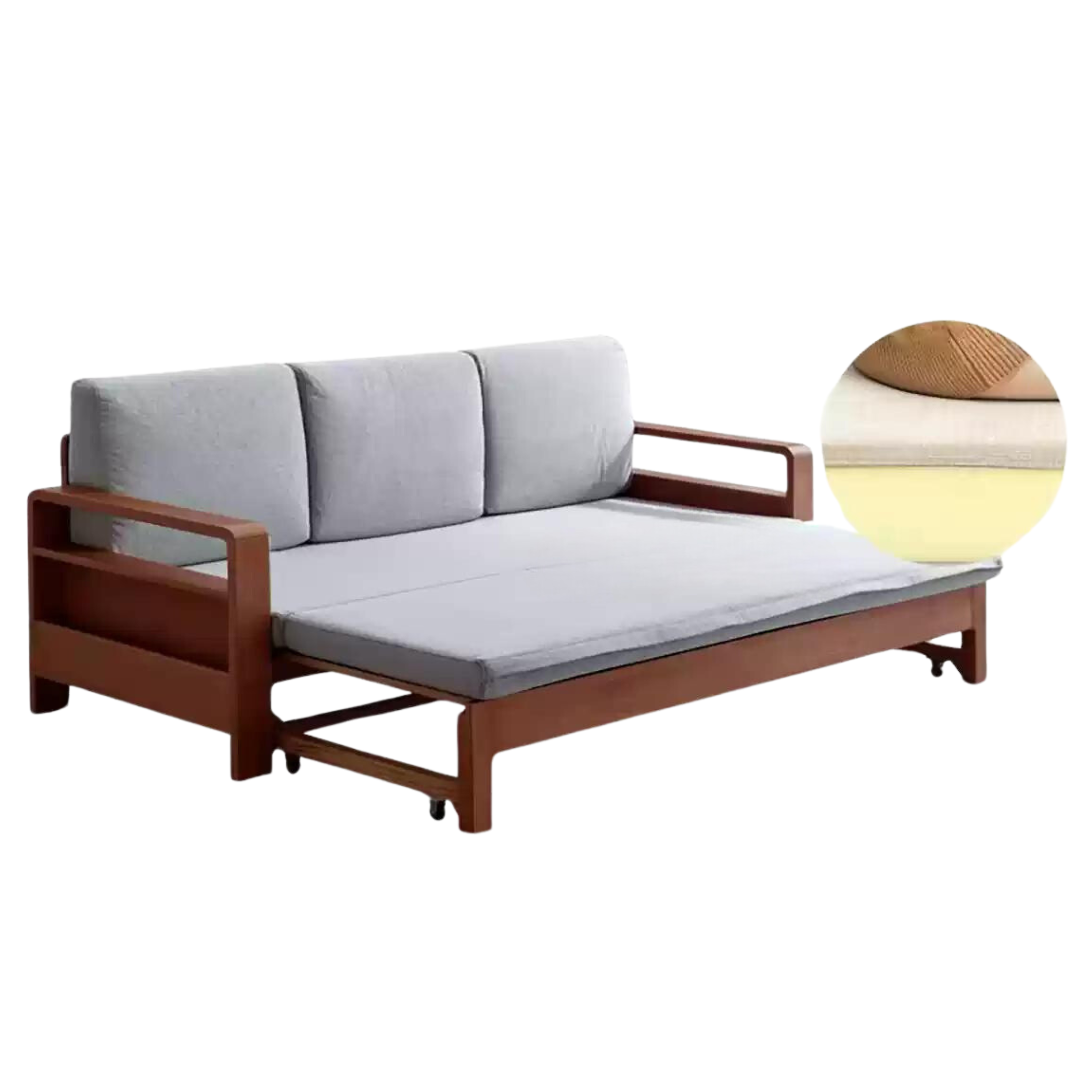 Oak & Beech Folding Multi-Functional Storage Sofa Bed - Convertible Guest Bed with Hidden Storage for Small Spaces, Living Rooms & Apartments