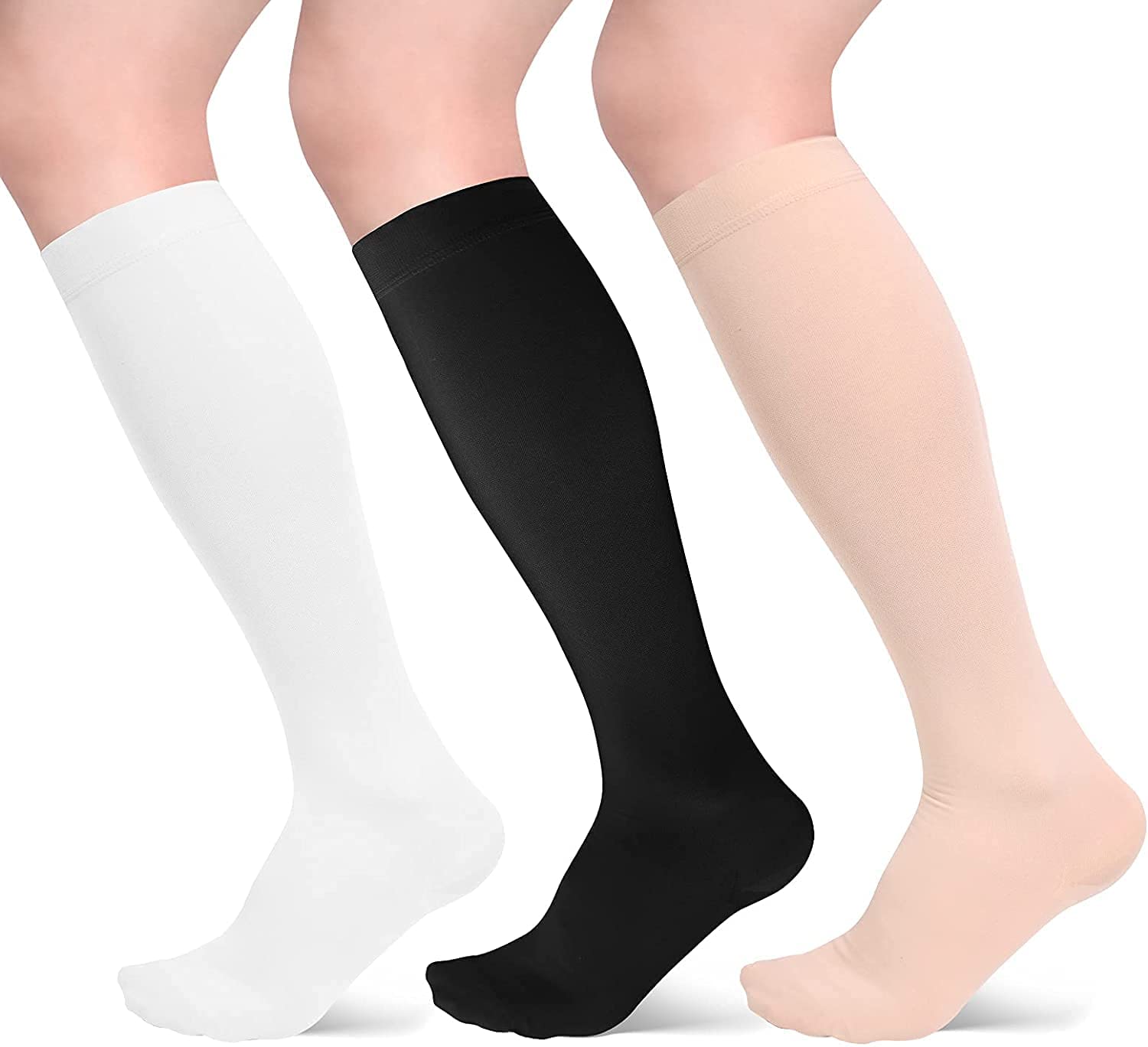 Sinocare Medical Compression Socks 20-30 mmHg for Women & Men - 3 Pairs - Varicose Veins, Edema, DVT Relief - Nurse, Running, Travel & Pregnancy Support - Ideal for Shin Splints, Circulation & Long Shifts (S/M)