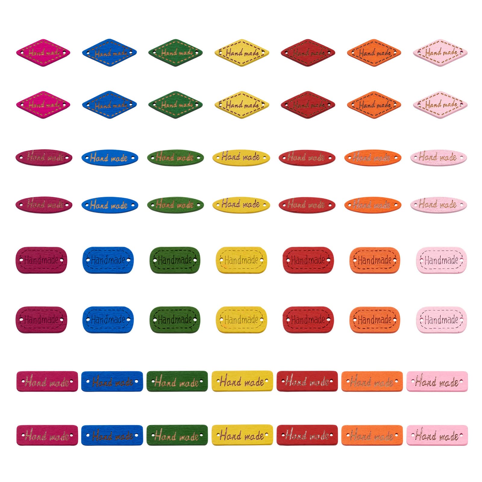 240 Pcs Handmade Wooden Tags - Oval, Rectangle & Rhombus Shapes with 2 Holes - Schima Superba Wood for Crafts, Scrapbooking, Sewing & Clothing Accessories - Perfect for DIY Projects, Gift Wrapping & Home Decor