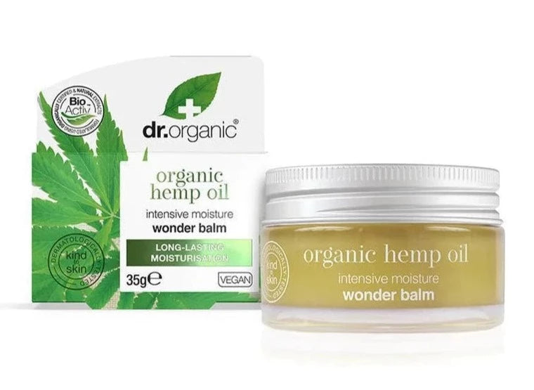 Dr Organic Wonder Balm - Organic Hemp Oil for Dry Skin & Lips - Natural Moisturizer for Face, Hands & Cuticles - Perfect for Winter Care & Daily Hydration