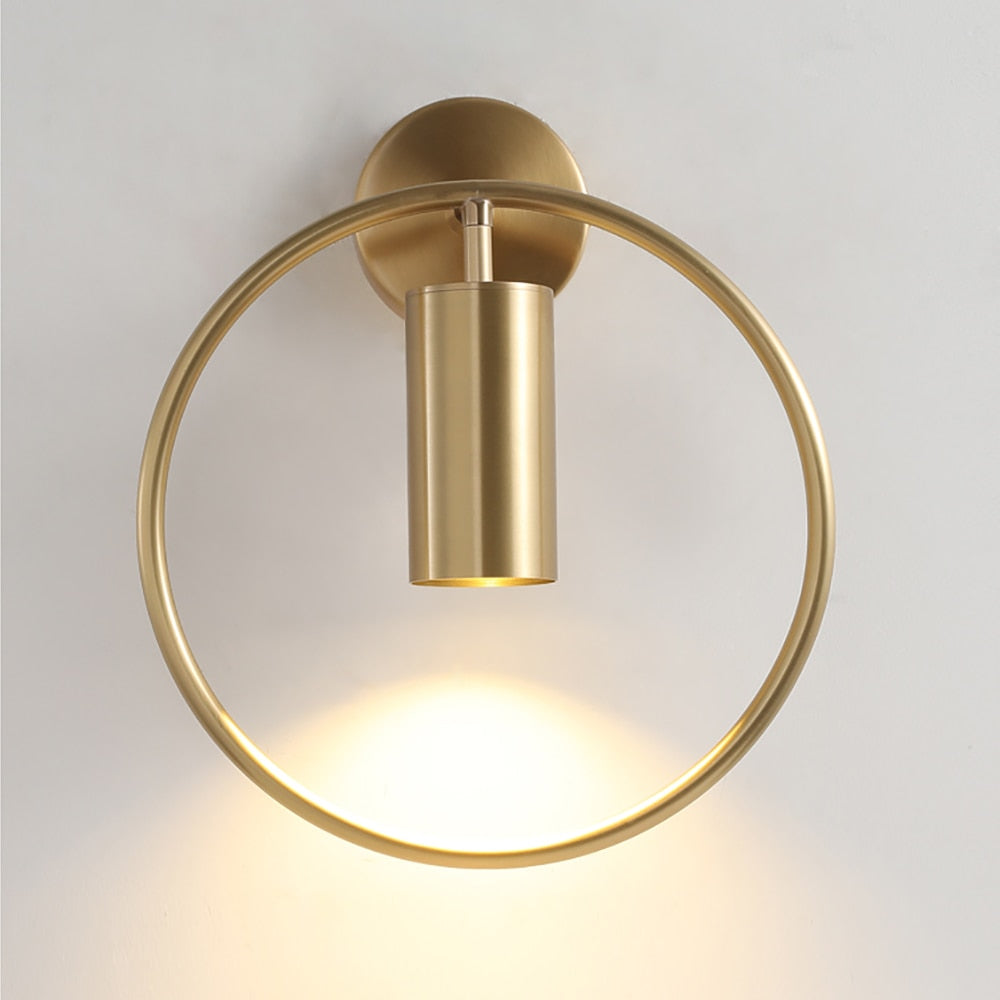 Brass Ring LED Wall Light - Modern Dimmable Sconce for Bedroom, Living Room, and Hallway Lighting - Energy Efficient Home Decor