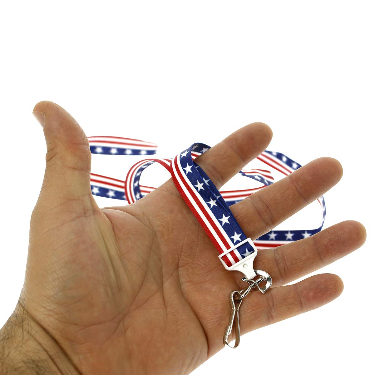 USA Flag Lanyard 100 Pack - Breakaway ID Badge & Key Holder for 4th July - Office, School, Events