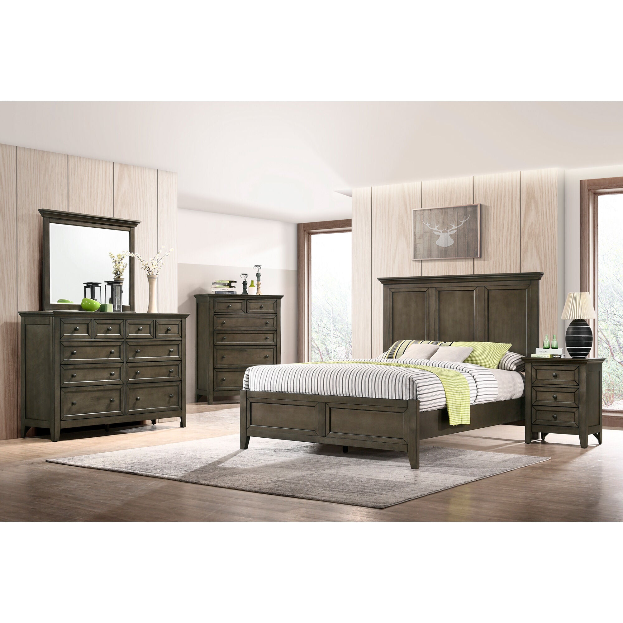 San Mateo Queen Size Bed Frame with Headboard - Modern Upholstered Platform Bed for Bedroom, Living Room, or Guest Room - Sturdy Metal Slats & Easy Assembly