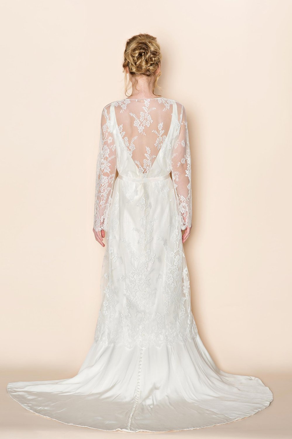 Juliet French Lace Robe Coat Cover Up in Ivory - Elegant Bridal Loungewear & Wedding Nightgown for Bridal Shower, Honeymoon & Special Occasions