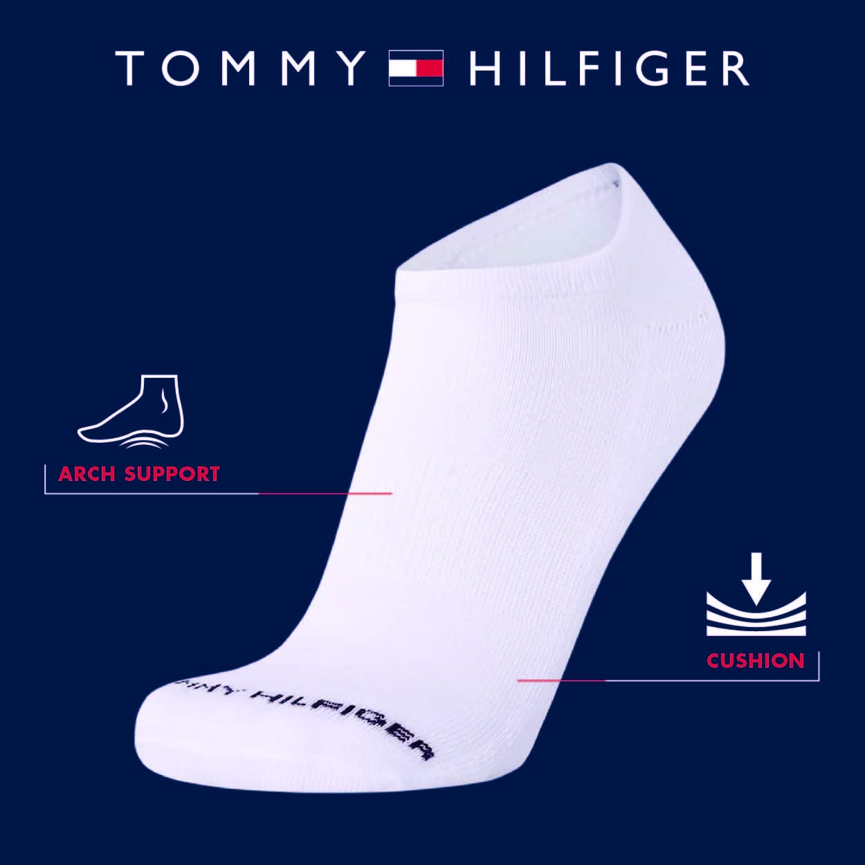 Tommy Hilfiger Men's Athletic No Show Socks 12-Pack - Breathable Cushioned Low Cut Socks for Running, Gym & Casual Wear