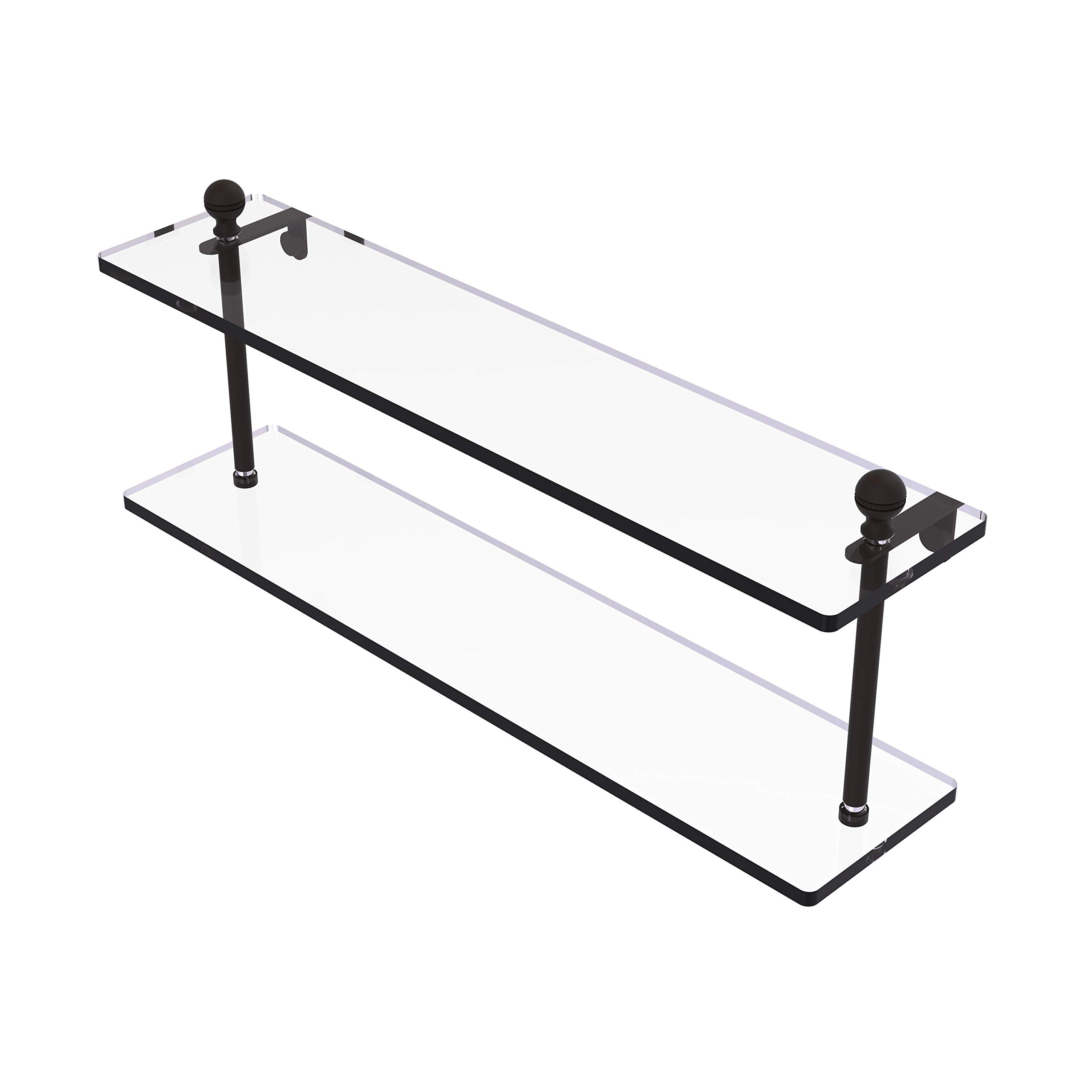 Allied Brass MA-2/22 Mambo Collection 22-Inch Two-Tiered Glass Shelf in Oil Rubbed Bronze - Perfect for Bathroom, Kitchen, or Living Room Storage and Display