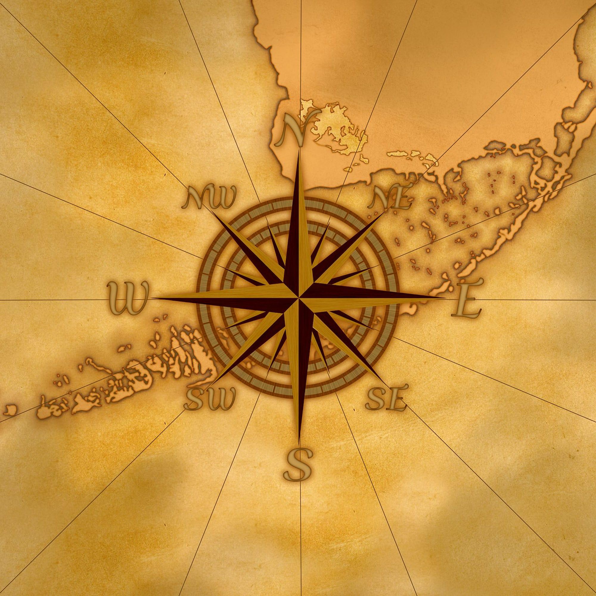 Vintage Compass Rose Sticker - Waterproof Square Bumper Sticker for Cars, Laptops, Windows | Perfect for Travel Lovers & Adventure Enthusiasts