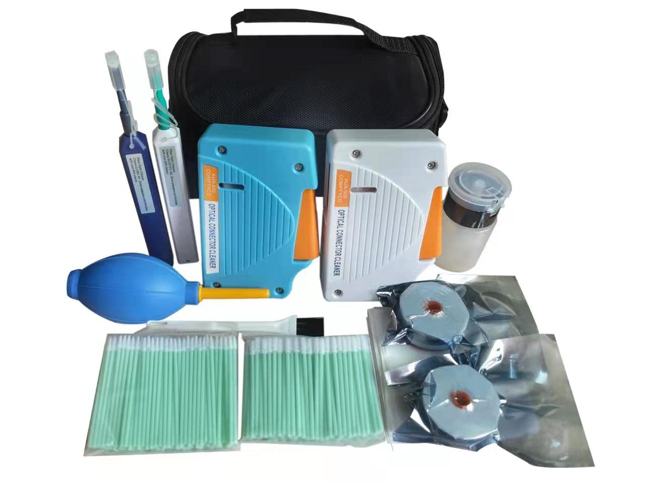 High-Quality Fiber Optic Connector Cleaning Kit - 1.25mm & 2.5mm Cleaner Pens, Cassette & Replacement Tapes for FC SC ST LC MU Connectors - Perfect for Network Maintenance, Data Centers & Telecom Equipment Cleaning