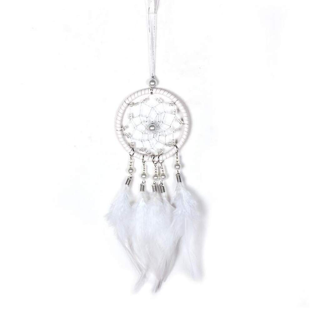 Dream Catchers for Cars - White Feather Rear View Mirror Charm & Wall Hanging Decor - Handmade Native American Style Car Ornament - Perfect for Road Trips, Home Decor & Spiritual Gifts