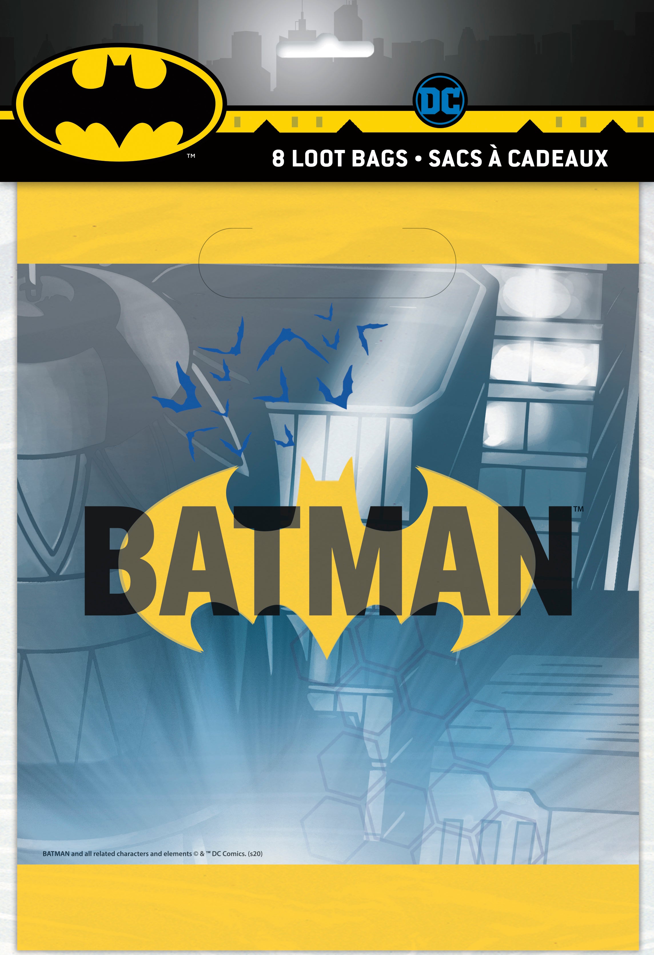 Batman Party Favor Bags 8-Pack - Superhero Themed Goodie Bags for Kids Birthday Parties & Halloween Treats