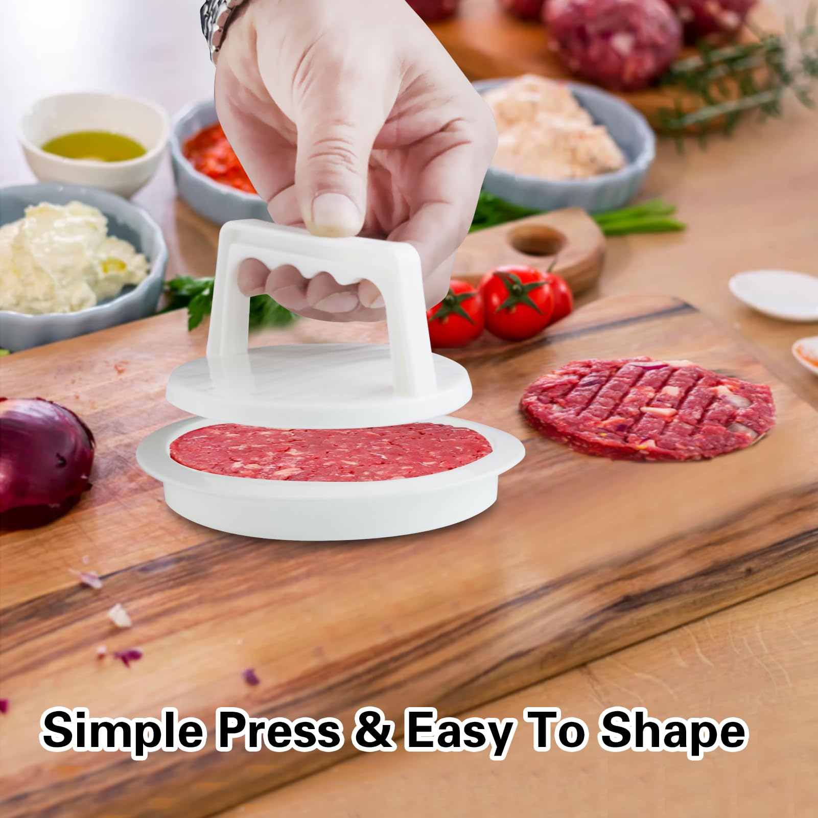 Non-Stick Burger Press Patty Maker - 2 Pack Round Hamburger Mold for Grilling, BBQ & Smashed Burgers - Perfect for Beef, Sausage & Stuffed Patties - Essential Kitchen Gadget for Outdoor Cooking & Backyard Parties