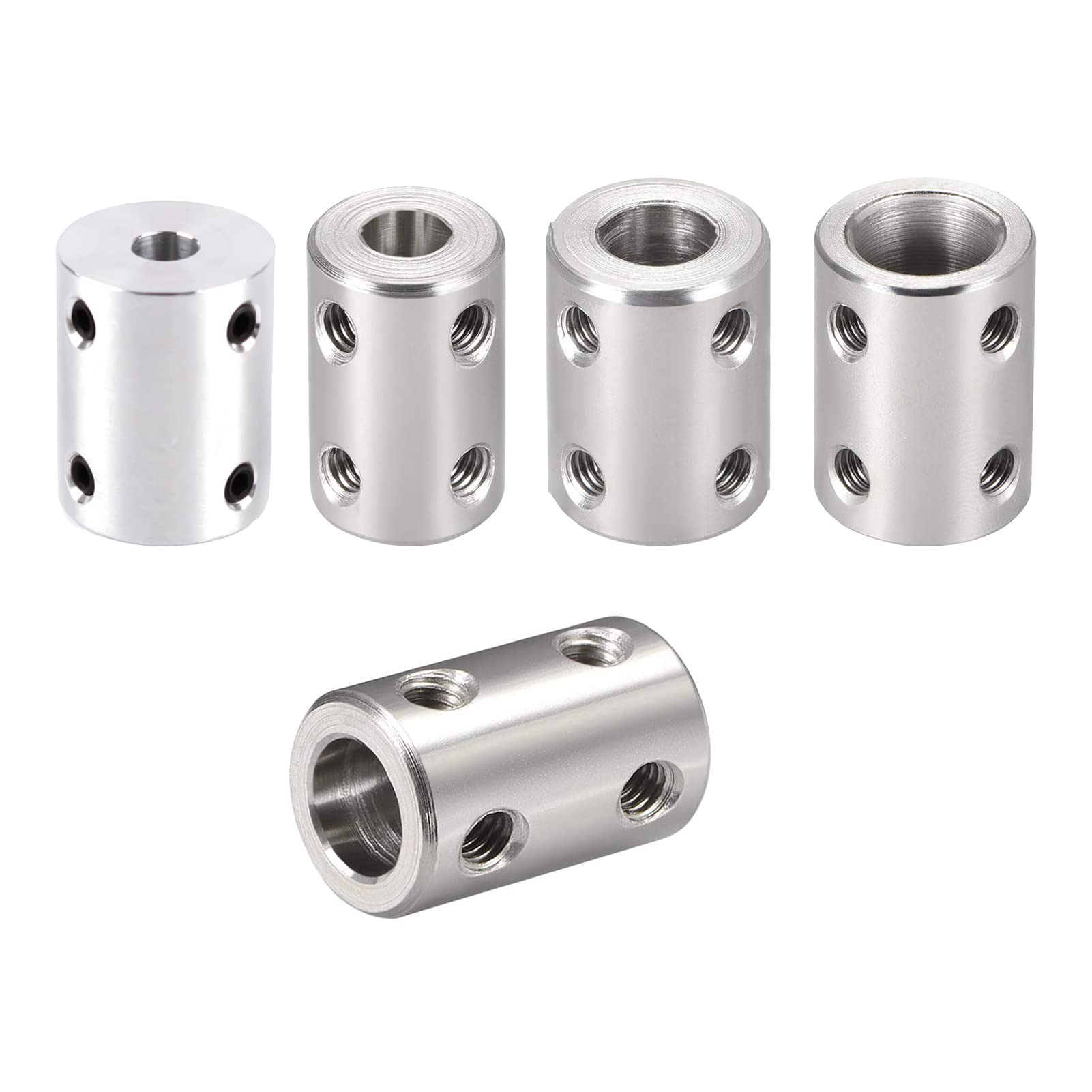 5mm to 5mm Bore Stainless Steel Rigid Coupling Set with Screw Wrench (2pcs) - Shaft Coupler Connector for 3D Printers, Motors, CNC Machines - Perfect for DIY Projects and Mechanical Repairs