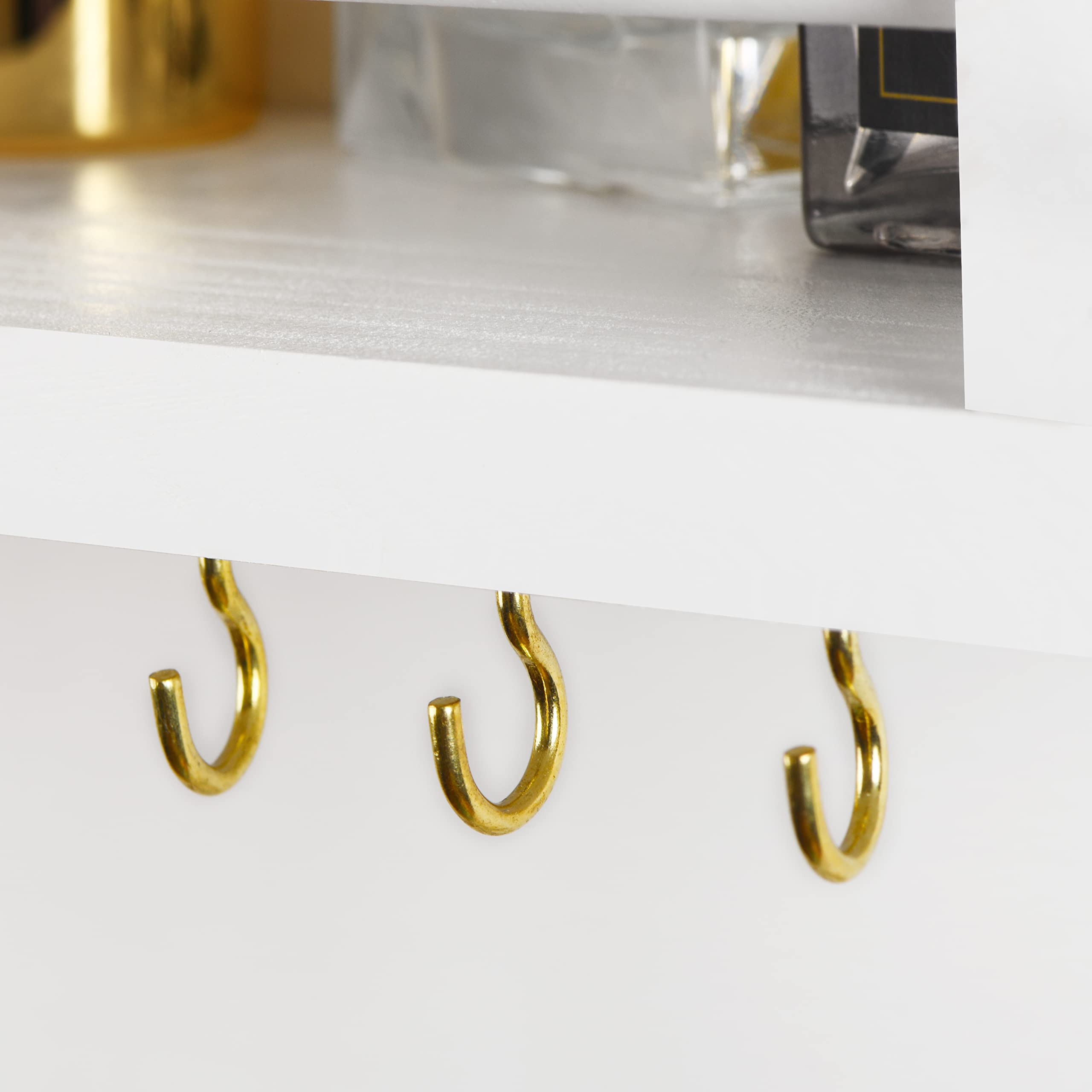 Zhithink Hanging Jewelry Organizer - 30 Hook Wall Mounted Jewelry Holder for Necklaces, Earrings & Rings (White) | Perfect for Bedroom, Closet & Bathroom Organization