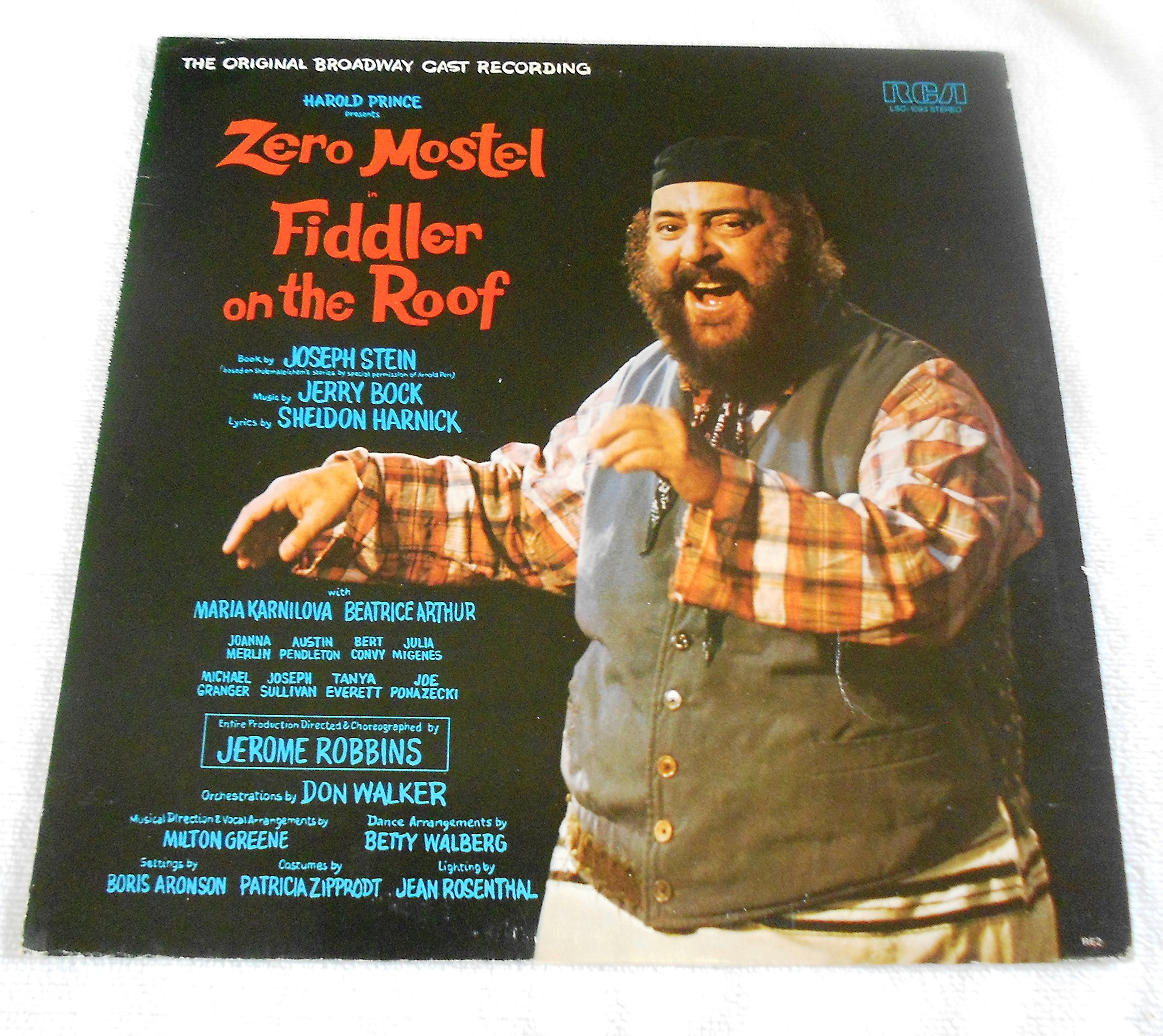 Zero Mostel Fiddler on the Roof Original Broadway Cast Recording - Longest Running Musical LP Vinyl Record - Perfect for Theater Lovers & Vintage Music Collectors