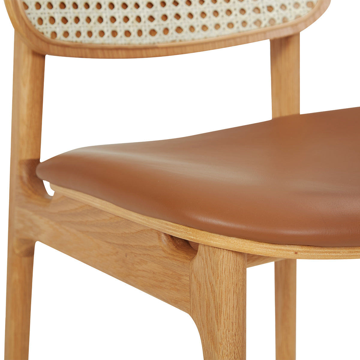 Premium Rattan & Leather Dining Chair - Modern Boho Style for Kitchen, Dining Room, or Patio - Comfortable & Durable Seating Solution
