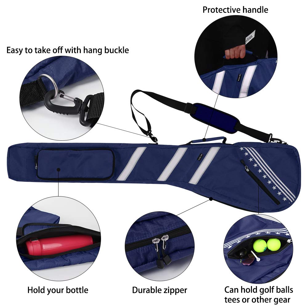 Lightweight Foldable Golf Sunday Bag for Driving Range & Practice - Big Teeth Small Golf Bag with Shoulder Strap for Par 3 & Few Clubs | Perfect for Travel, Course & Training | Multiple Colors Available