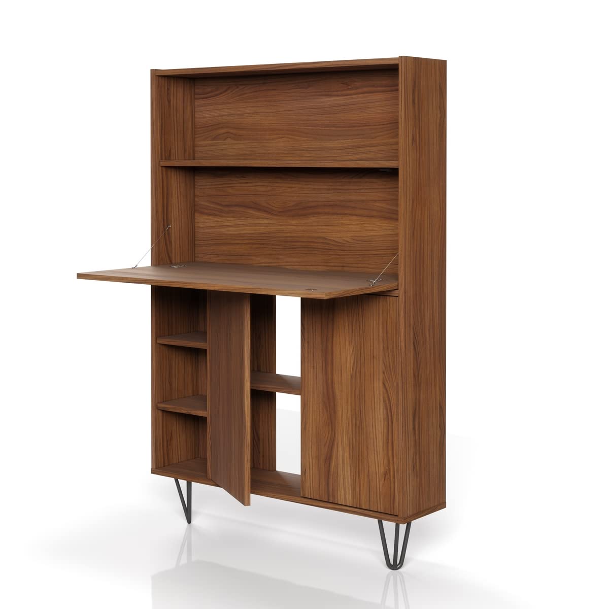 Nexera 611031 Slim Secretary Desk in Walnut - Compact Home Office Desk for Small Spaces, Writing & Laptop Use