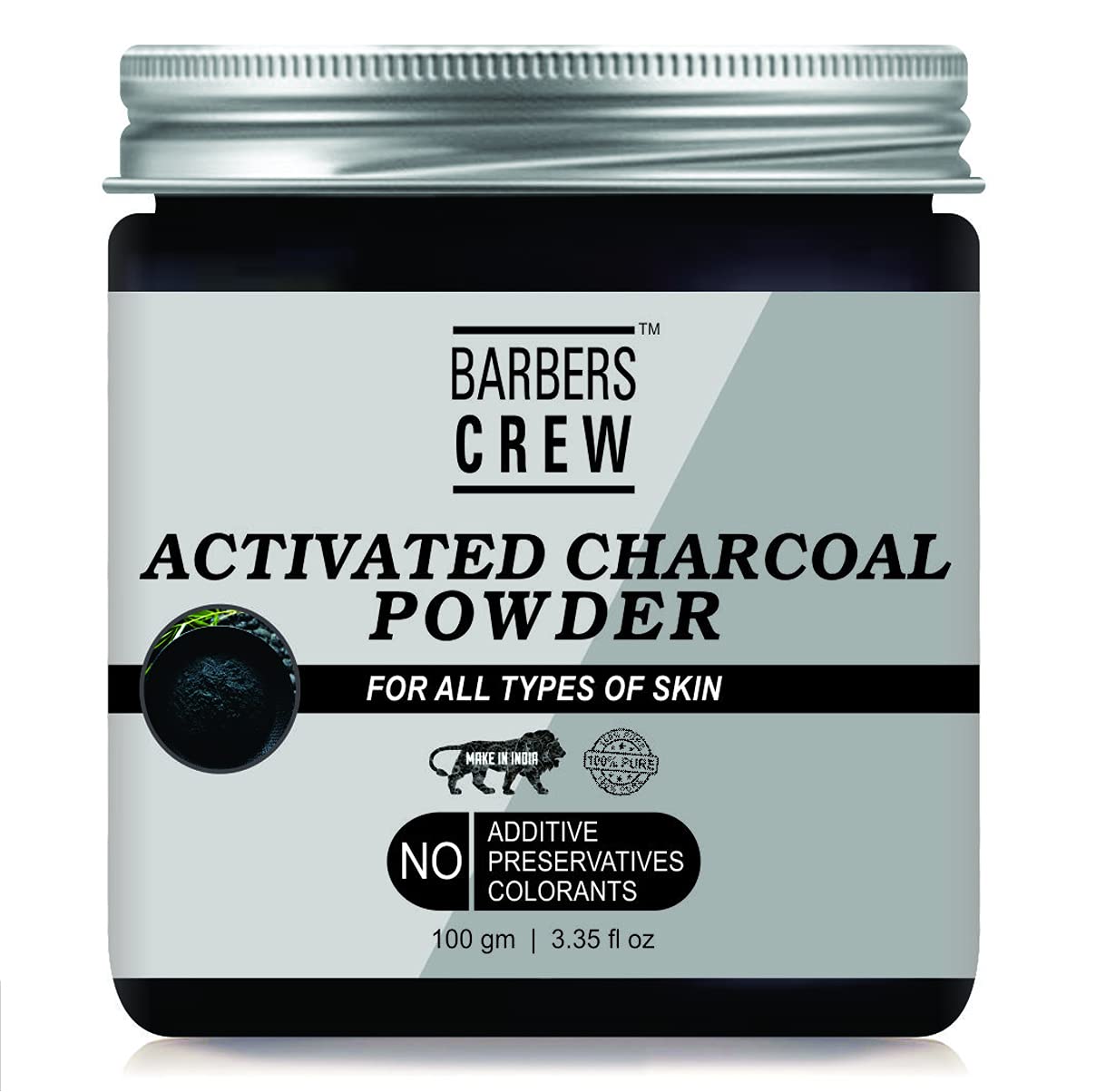 Barbers Crew Activated Charcoal Powder for Face & Body - 100g Detoxifying Skin Care Treatment, Exfoliates Dead Skin Cells | Perfect for Deep Cleansing, Blackhead Removal & Spa Days