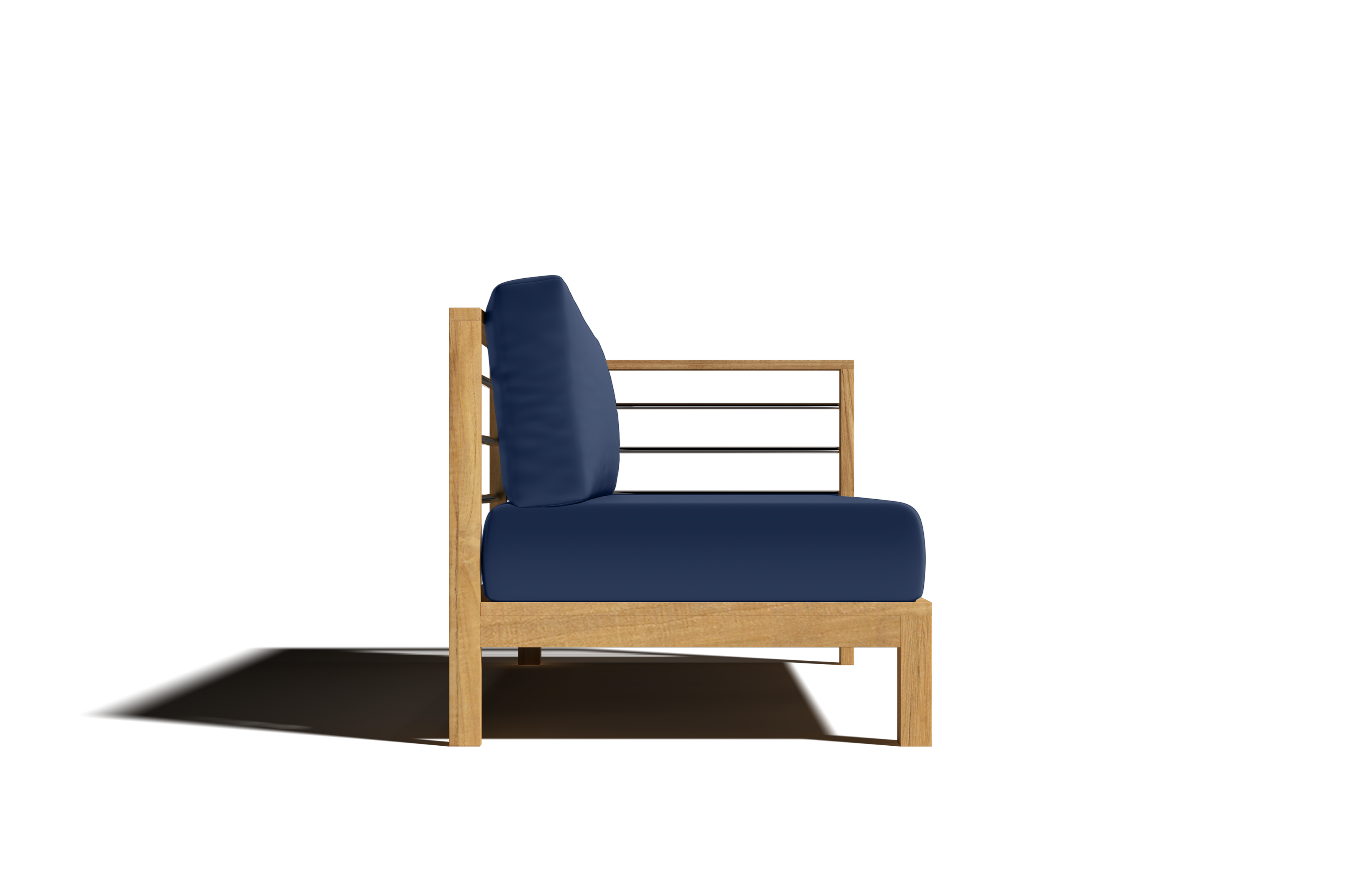 Premium Leon Teak Outdoor Sectional Right Sofa with Sunbrella Navy Cushion - Weather-Resistant Patio Furniture for Backyard, Poolside & Garden Relaxation