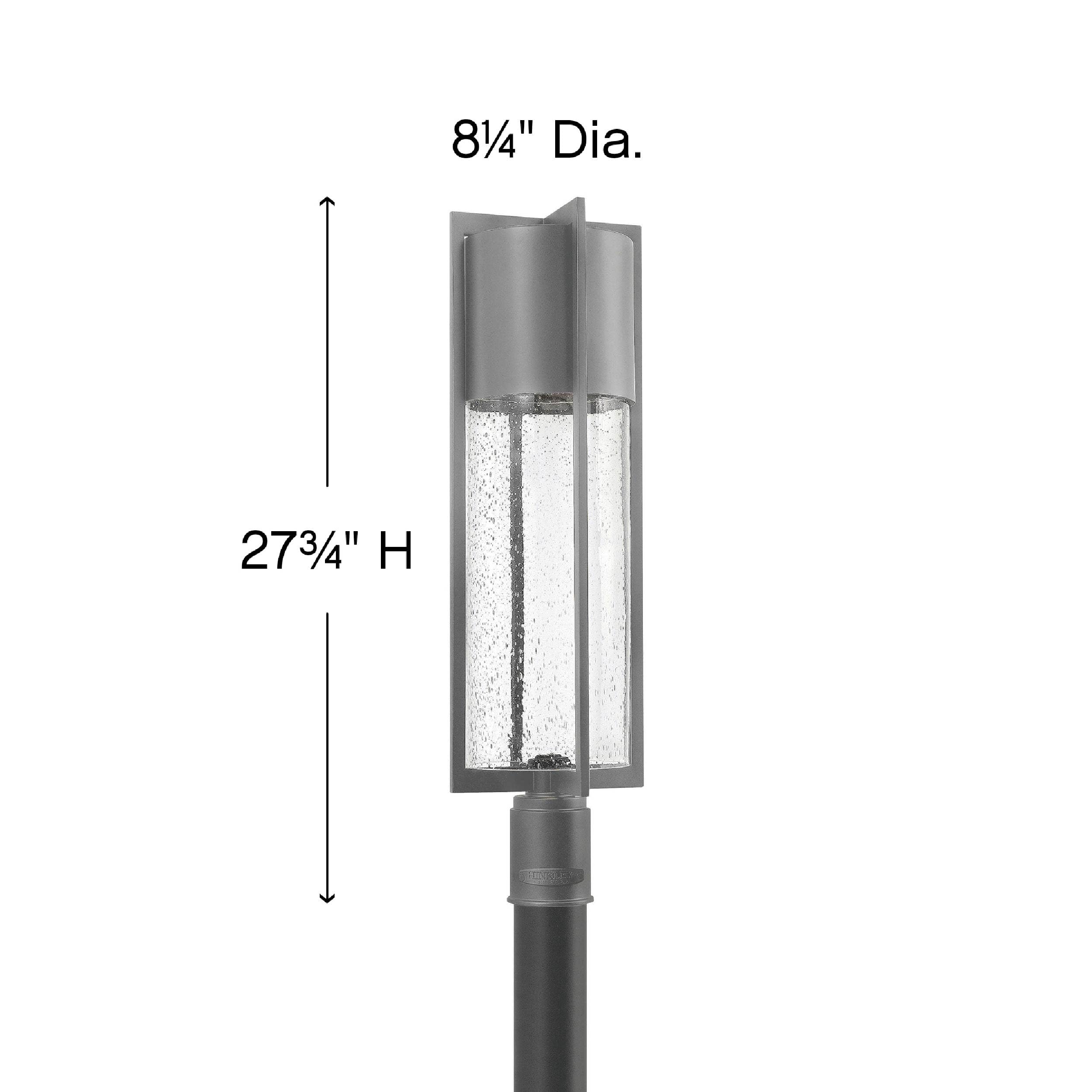 Hinkley Shelter Large LED Post Top or Pier Mount Outdoor Lantern - Aluminum Construction with Clear Seedy Glass Shade, Dark Sky Compliant Hematite Finish - Perfect for Porch, Patio, Garden and Driveway Lighting