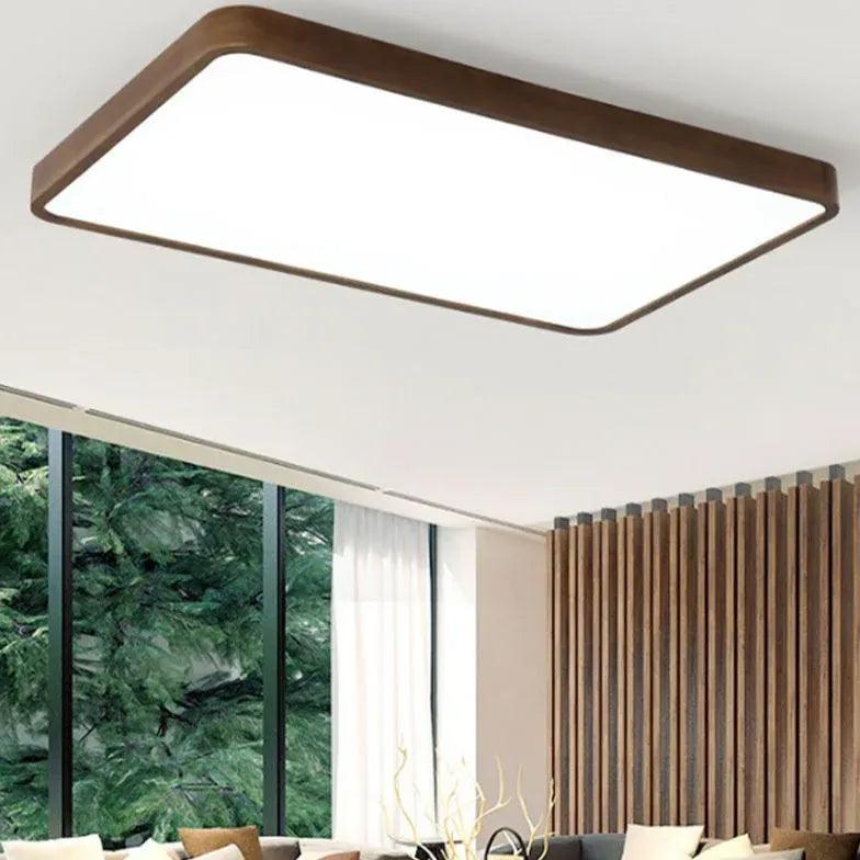 Modern Wooden Flush Mount Ceiling Light Fixture - Warm & Elegant LED Lighting for Bedroom, Living Room, Dining Room - Energy Efficient Home Decor