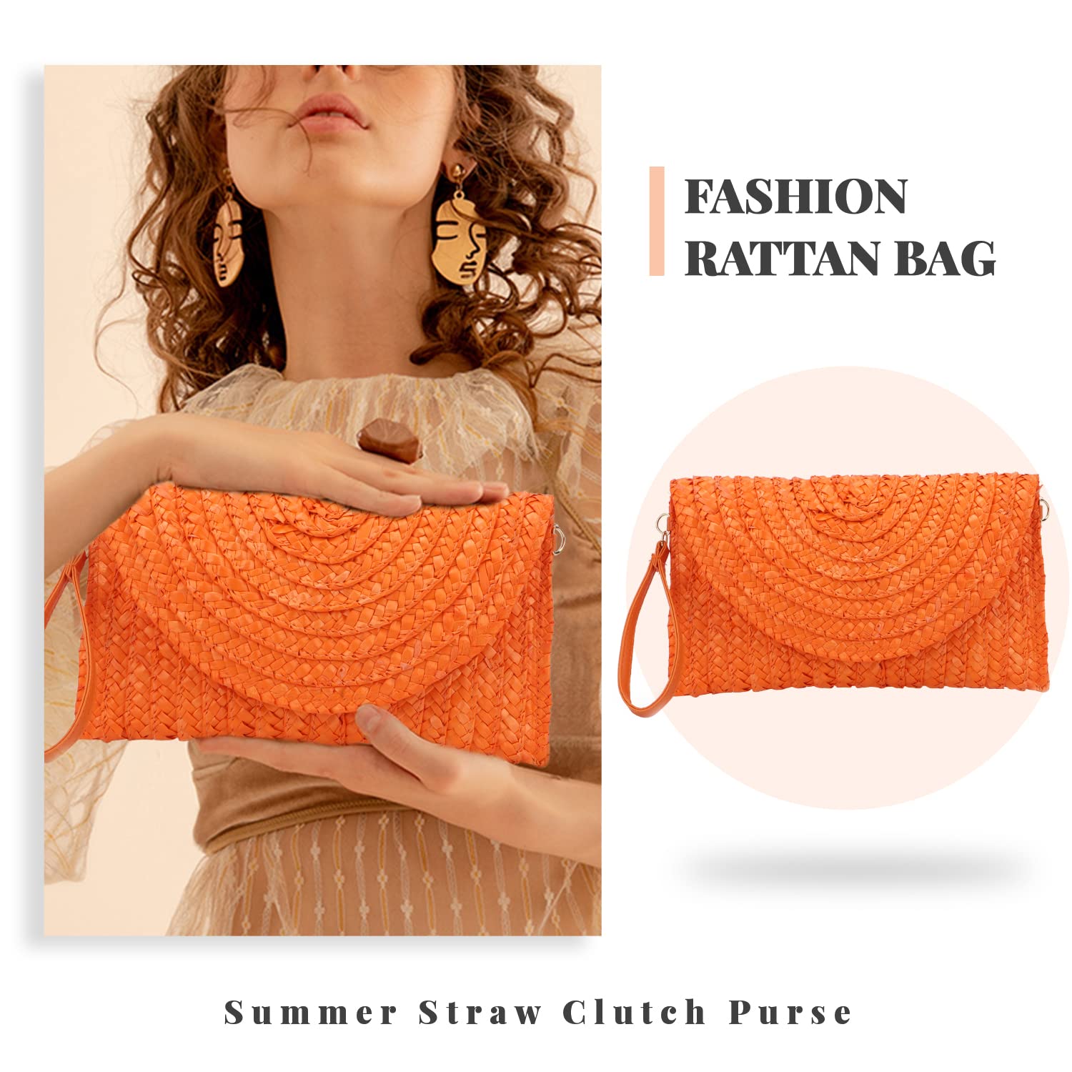Women's Woven Straw Clutch Purse - Summer Beach Shoulder Bag for Vacation, Pool Party & Outdoor Events | Stylish Eco-Friendly Handbag for Women