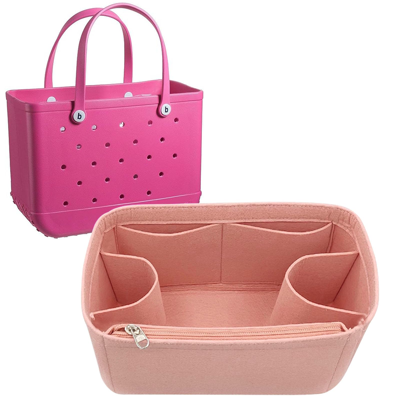 Bogg Bag Organizer Insert for Small Bogg Bag - Medium Size, Pink (3018Pink-M) | Cup Holder & Divider Accessories | Perfect for Beach, Pool, Picnic & Travel Organization