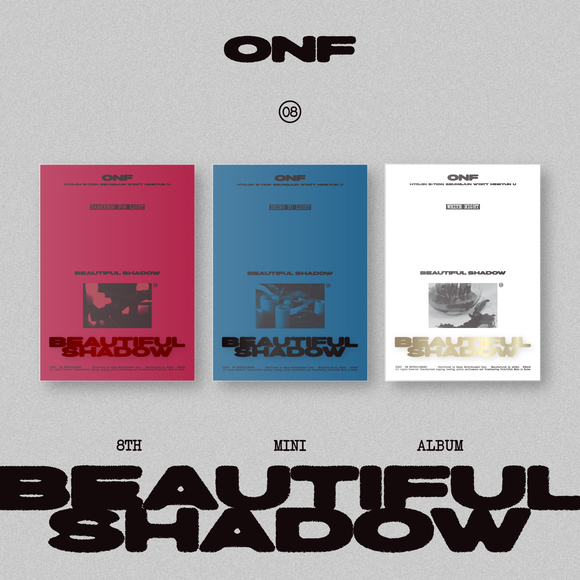ONF 8th Mini Album 'Beautiful Shadow' – K-Pop Music CD with Photobook & Poster – Perfect for Fans, Collectors, and K-Pop Enthusiasts