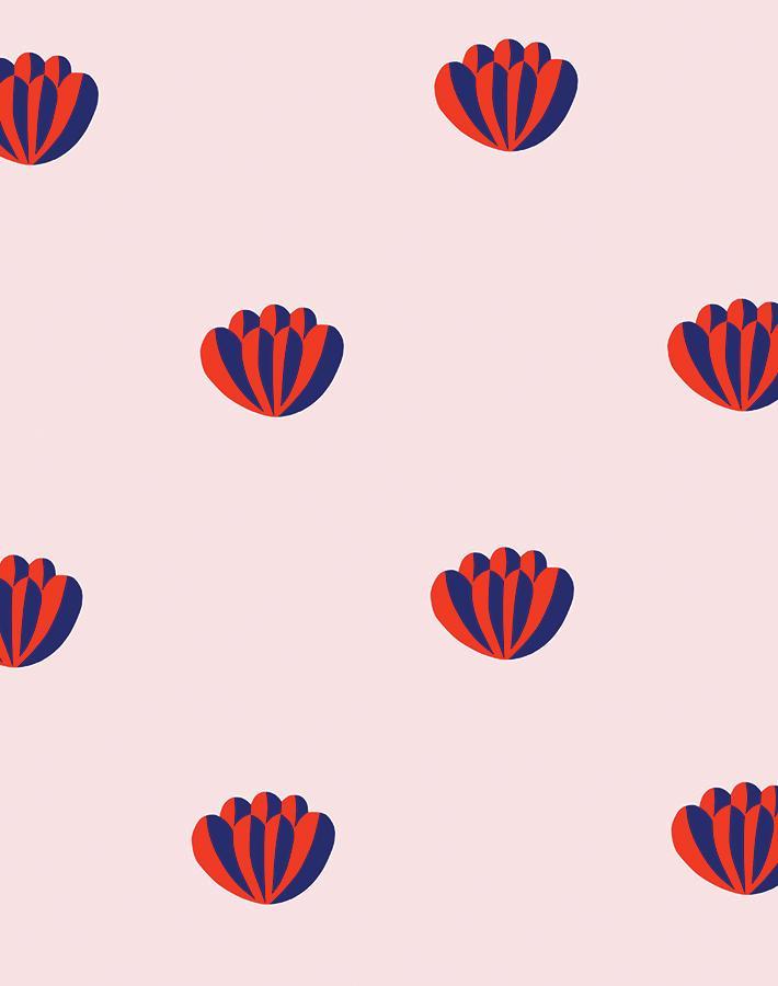 Clare V. 'Lotus' Wallpaper - Red Shell Pattern Peel & Stick Wallpaper for Bedroom, Living Room, Nursery Decor | Easy DIY Home Renovation