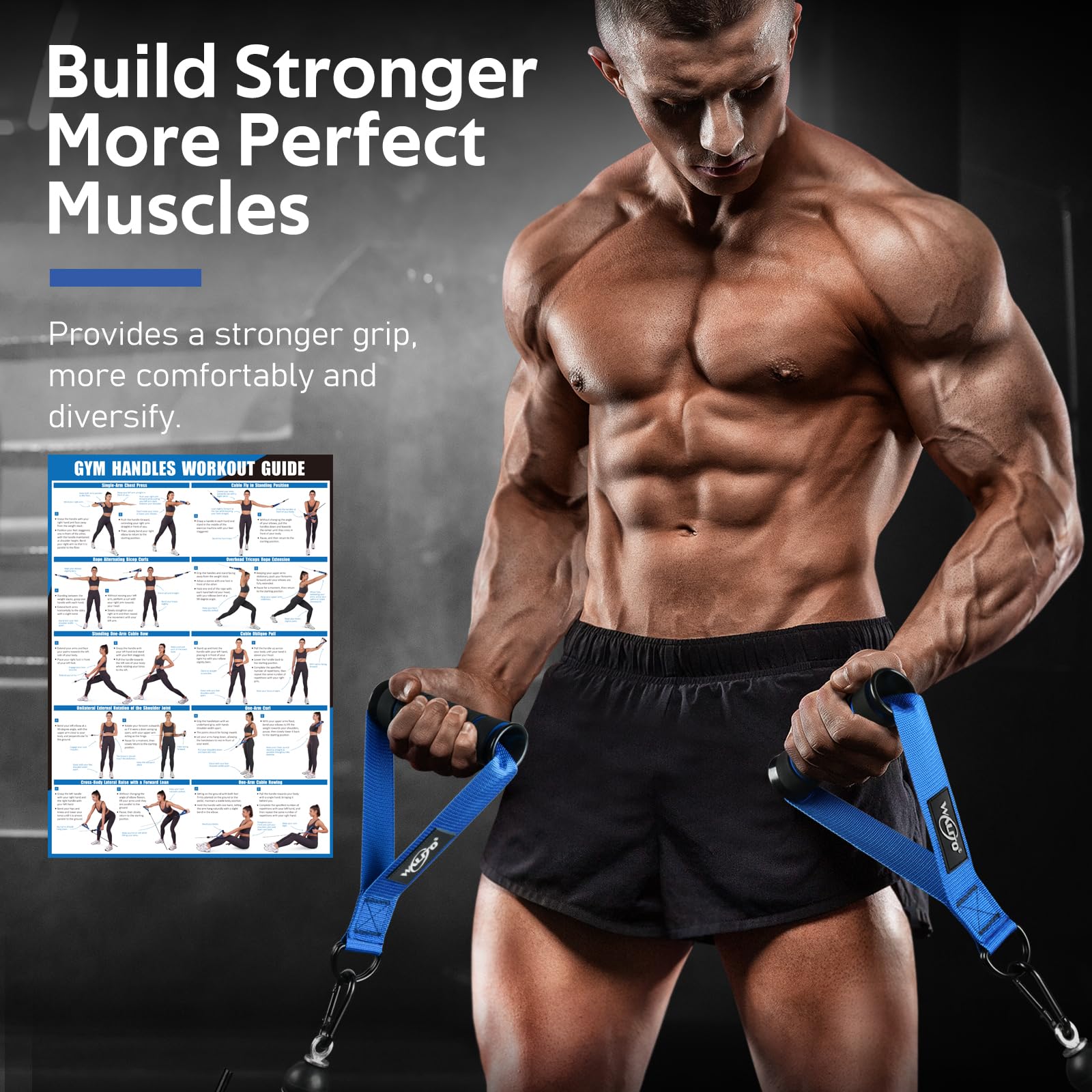 WALITO Heavy Duty Exercise Handles - Replacement Cable Machine Attachments for Home Gym Equipment, Pulley System, Strength Trainer - Perfect for Pilates, Resistance Bands & Full Body Workouts - Ideal for Home Gym, CrossFit & Functional Training