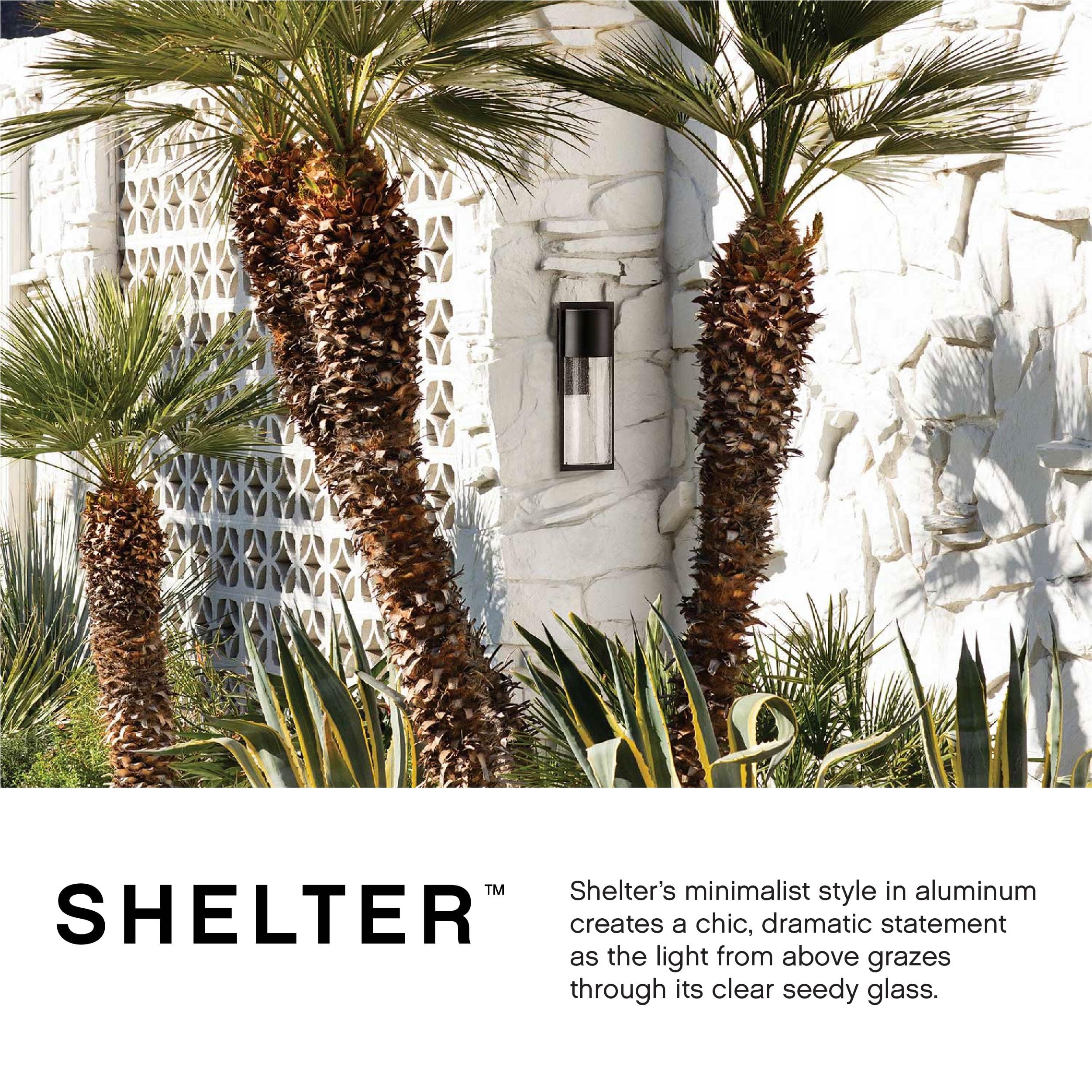 Hinkley Shelter Medium Wall Mount Outdoor LED Lantern - Aluminum Fixture with Clear Seedy Glass Shade, Dark Sky & ADA Compliant, Buckeye Bronze Finish - Perfect for Porch, Patio, and Entryway Lighting