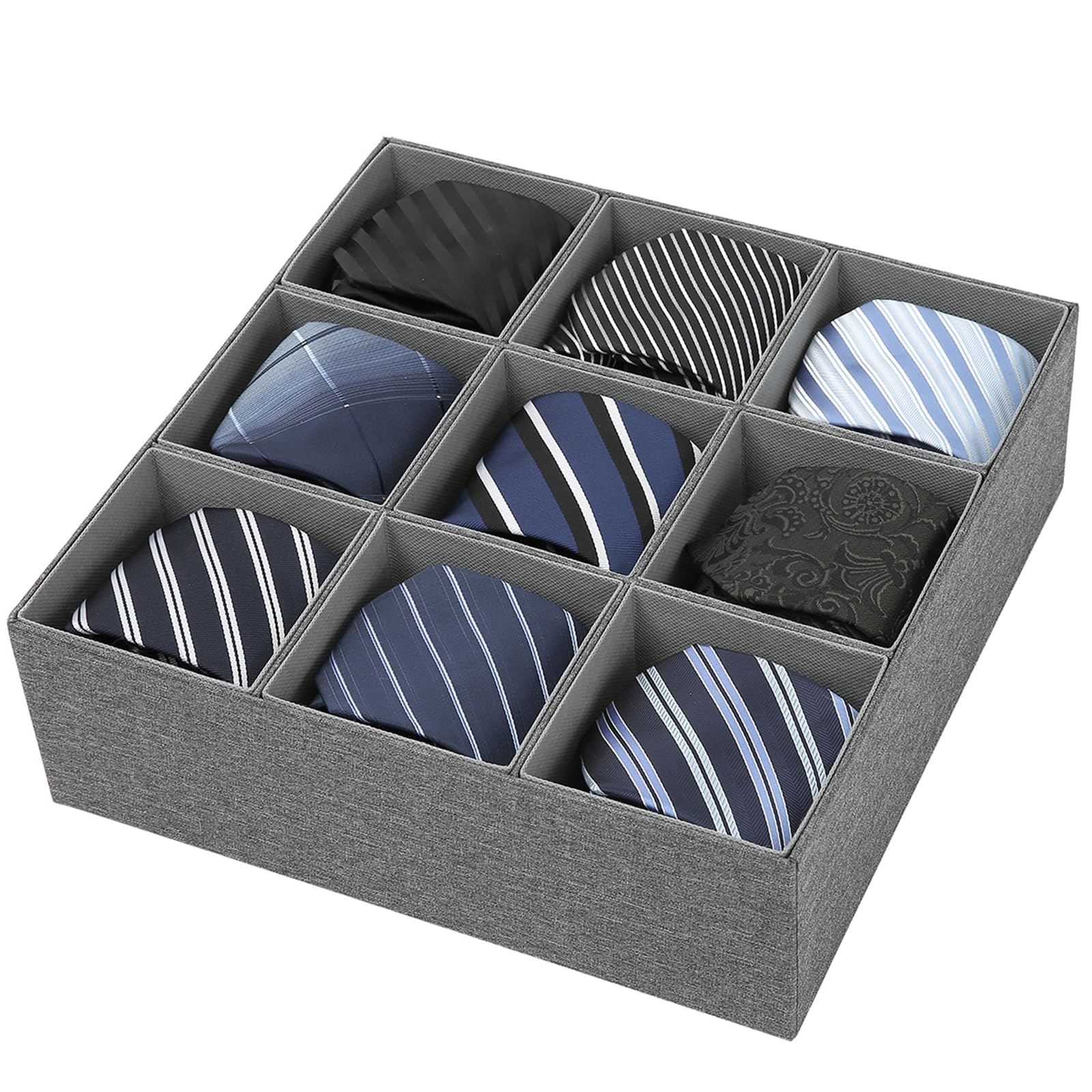 Qozary 9-Section Belt & Tie Organizer - Stylish Dresser & Closet Storage Tray for Men's Accessories | Perfect for Home, Office & Travel Organization