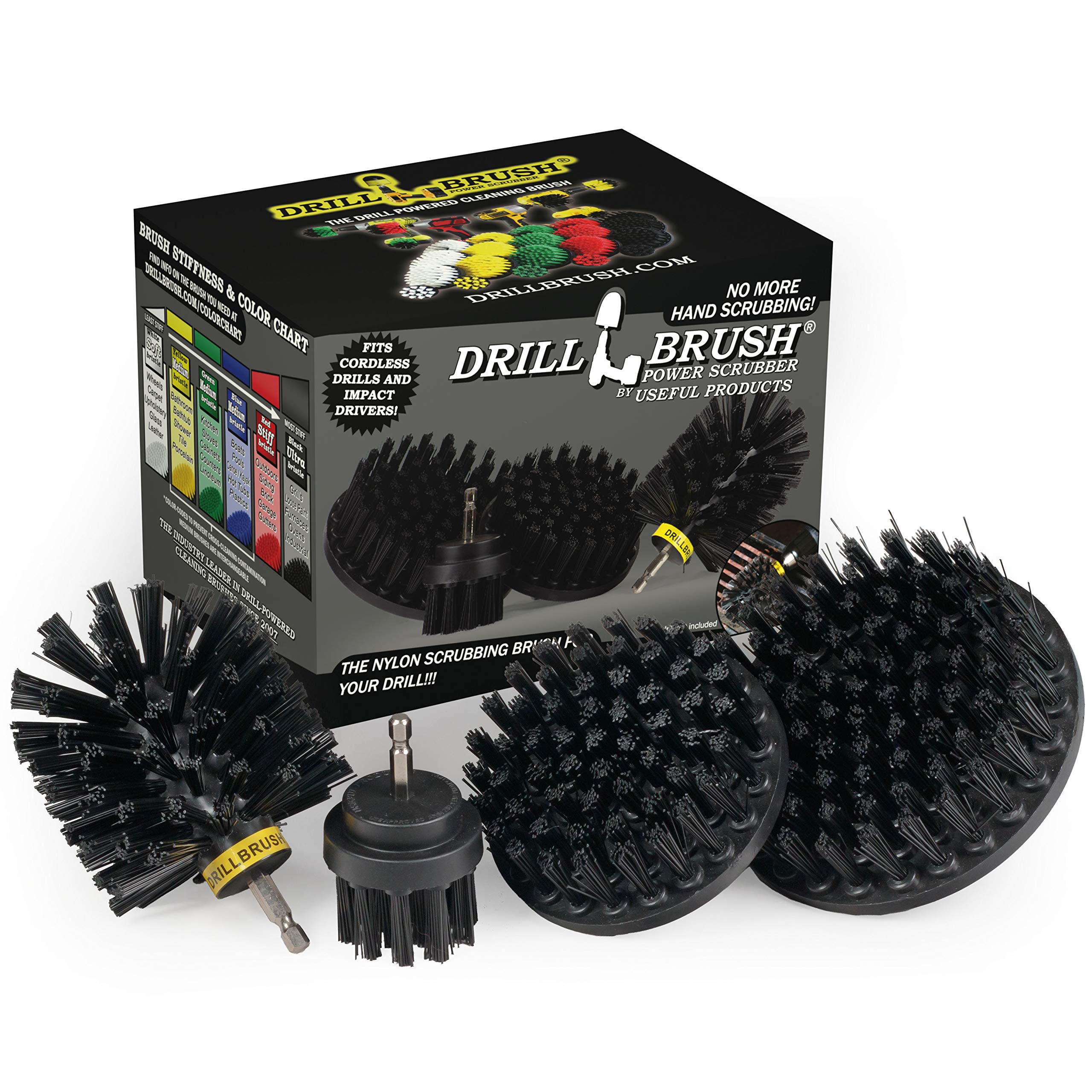 Powerful BBQ Grill Cleaning Kit - 4 Ultra Stiff Drill-Powered Brushes for Rust Removal, Paint Stripping & Descaling | Safe Alternative to Wire Brushes | Perfect for Stone, Brick & Masonry Surfaces | Ideal for Outdoor Cooking, Graffiti Removal & Surface Restoration