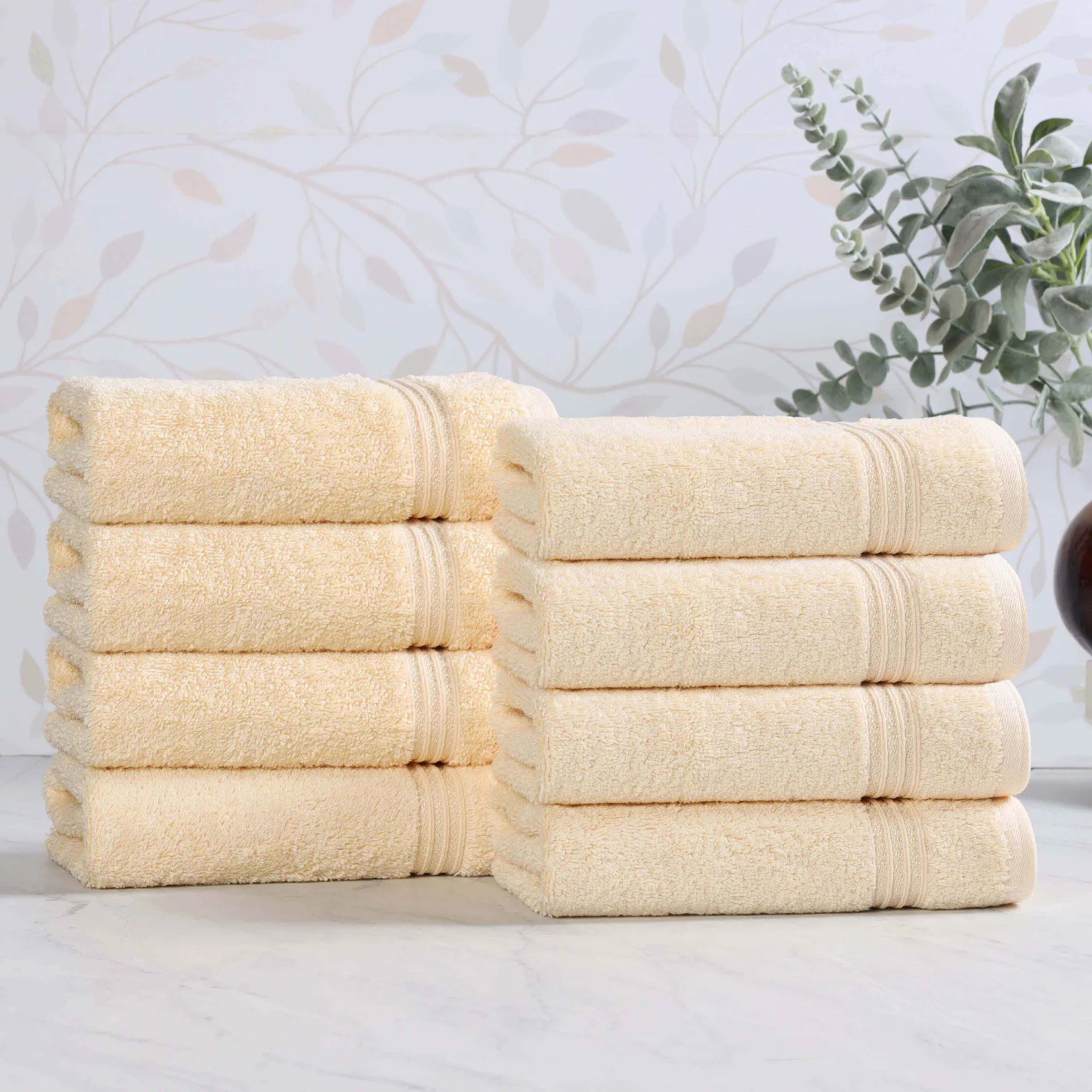 Premium 100% Egyptian Cotton Plush Hand Towels - Ultra Soft & Absorbent Bath Towel Set of 8 for Bathroom, Kitchen & Spa Luxury (24x16 Inches)