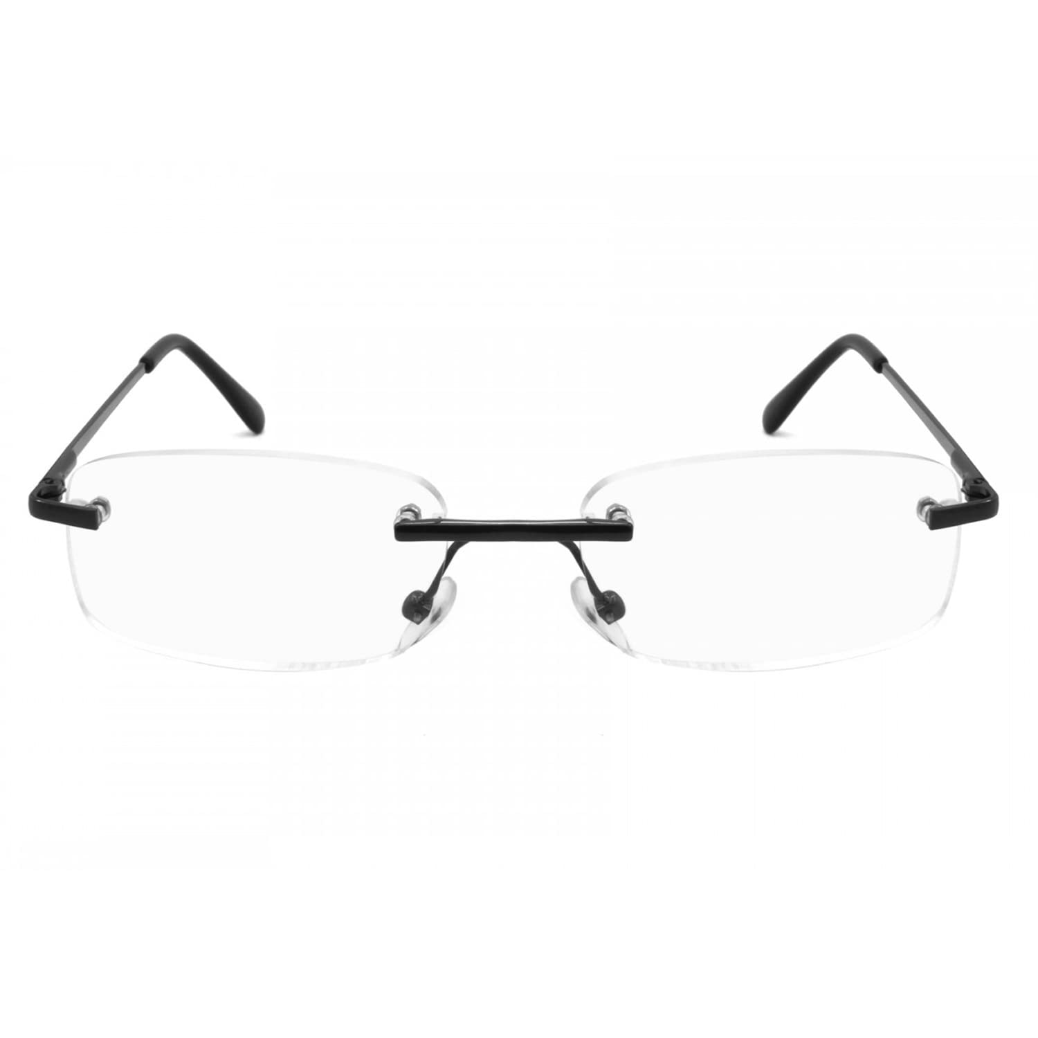 3 Pack Classic Rectangular Metal Frame Rimless Reading Glasses for Men & Women - Lightweight Eyewear for Reading, Computer Work & Daily Use