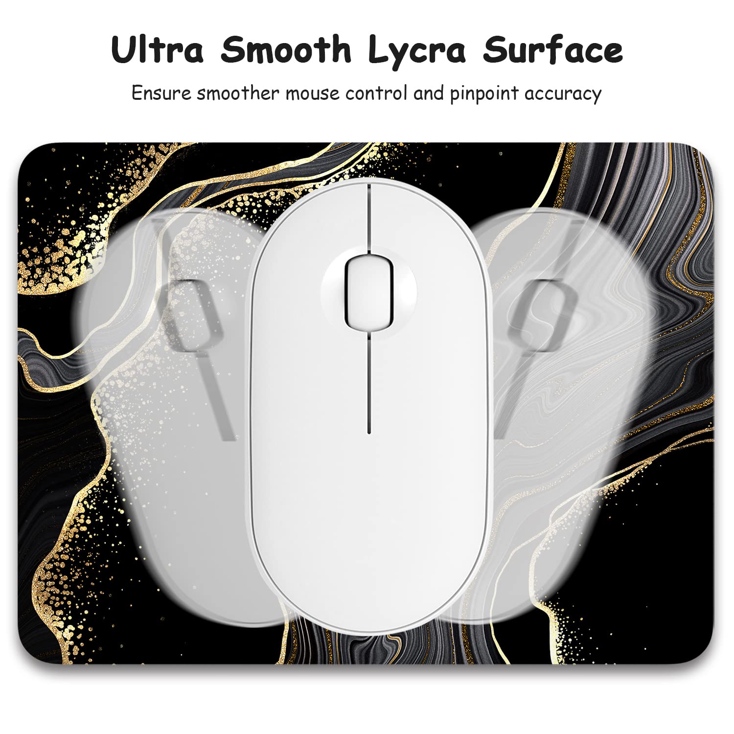 Non-Slip 6x8 Inch Small Mouse Pad - Waterproof Mini Mouse Mat with Rubber Base for Wireless Mouse, Laptop & Keyboard | Cute Black Marble Design for Women & Men | Perfect for Home Office, Gaming & Travel Use