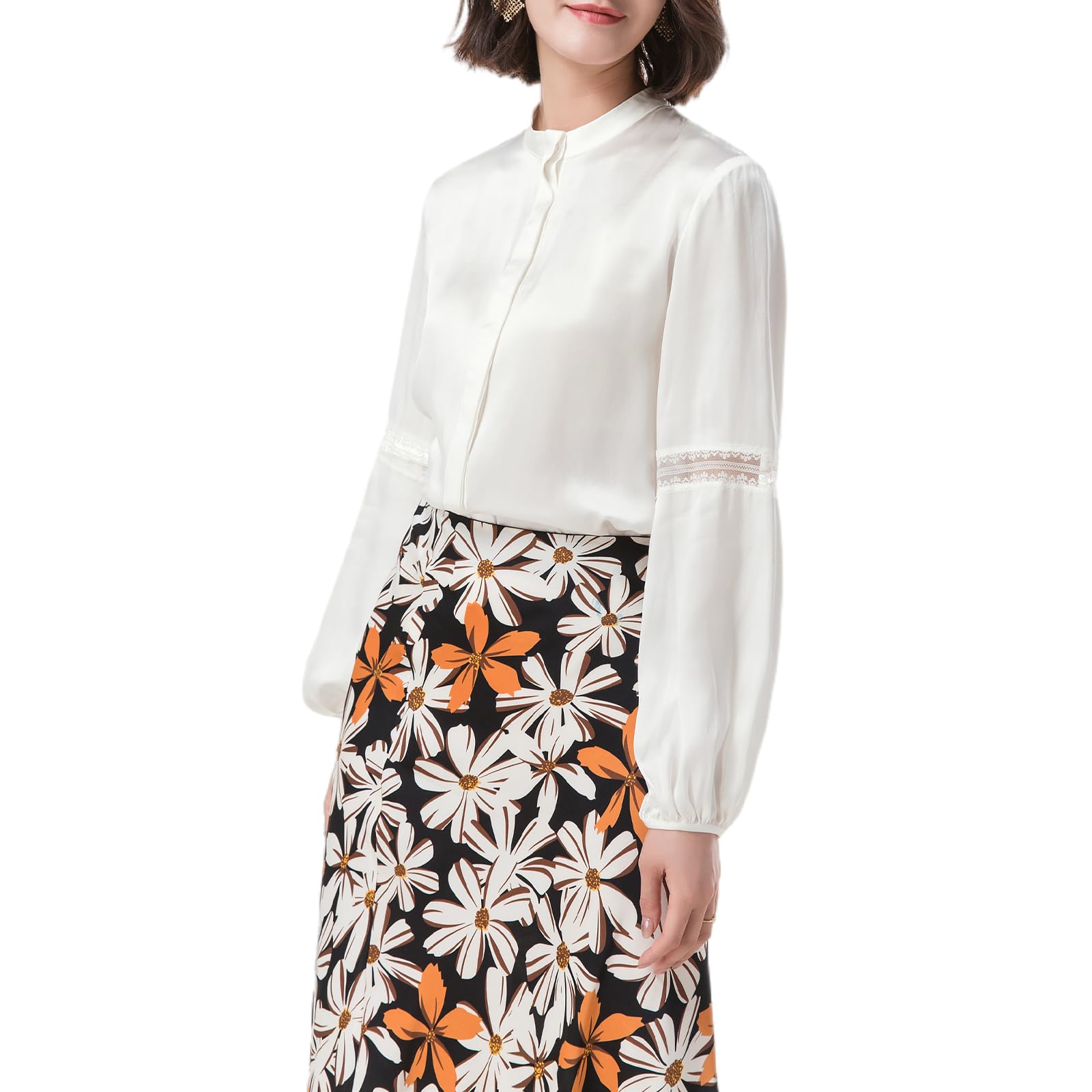 100% Pure Silk Blouses for Women - Elegant Long Sleeve Shirts - Perfect for Office Wear, Formal Events & Special Occasions