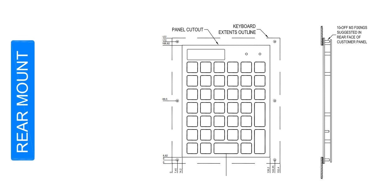 CKS 42 Series Mountable Industrial Compact Keyboard - Waterproof & Durable Mechanical Keypad for Harsh Environments | Perfect for Factory, Warehouse & Outdoor Use
