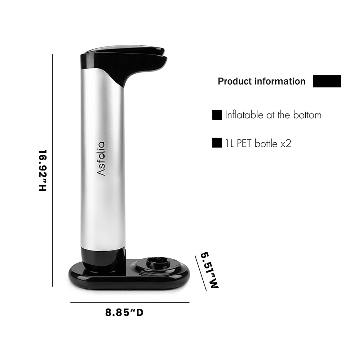 Premium Sparkling Water Maker - Soda Machine for Carbonating Any Drink, Includes 2x 1L BPA-Free Bottles, Works with 60L CO2 Cylinders (Not Included) - Enhance Flavors for Cocktails, Mocktails & Healthy Hydration (Silver) - Perfect for Home Bars, Parties & Daily Refreshment